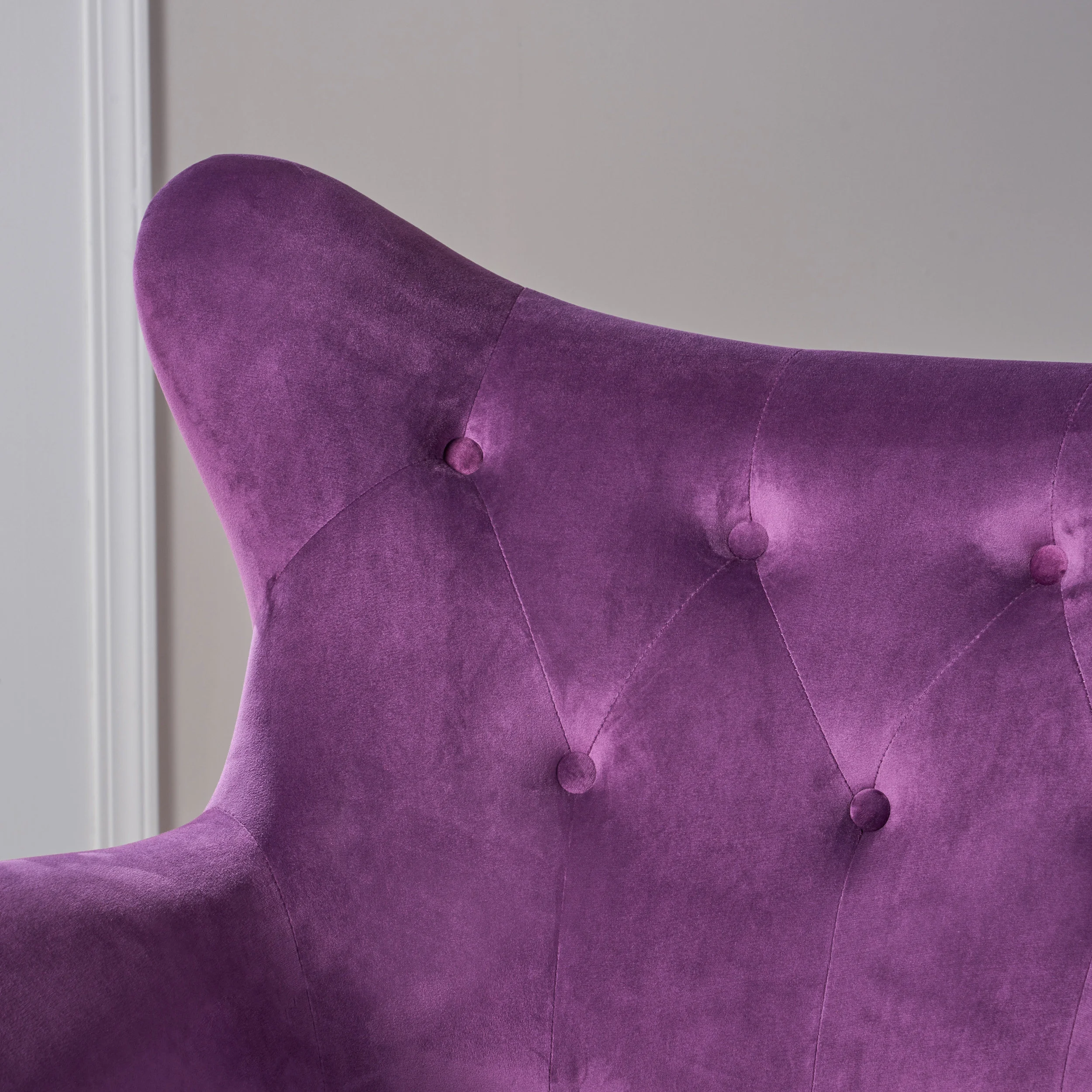 Noble House Simon Velvet Wingback Chair, Purple - Image 8