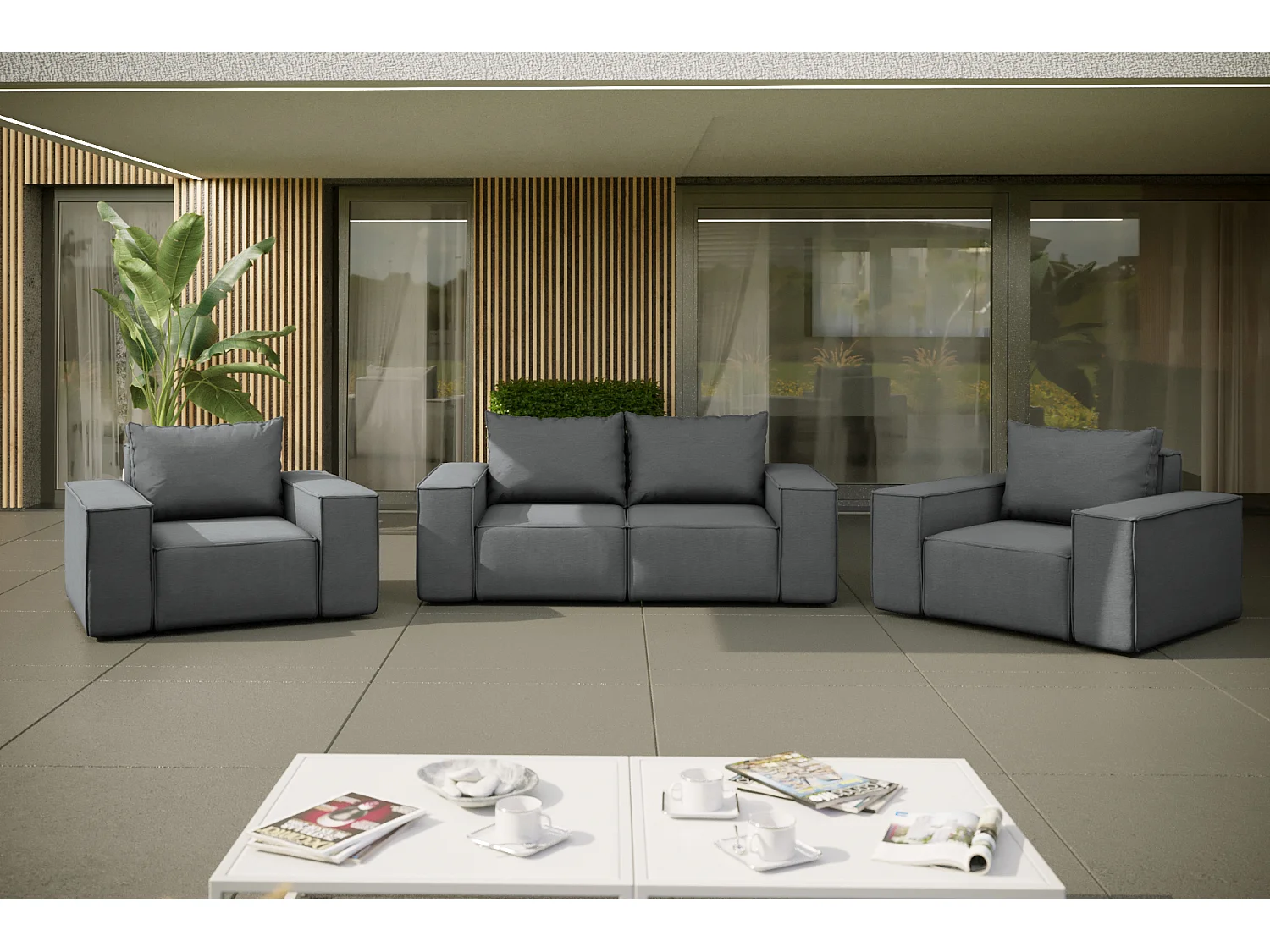 Ensemble de jardin Garden, 2+1+1, gris (23)