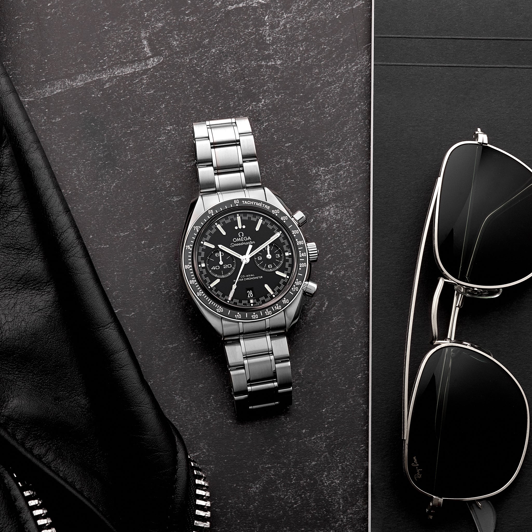 Speedmaster Racing Co-Axial Master Chronometer Chronograph 44.25mm Black Dial With White Accents On Bracelet(1:1 replica) - Top club