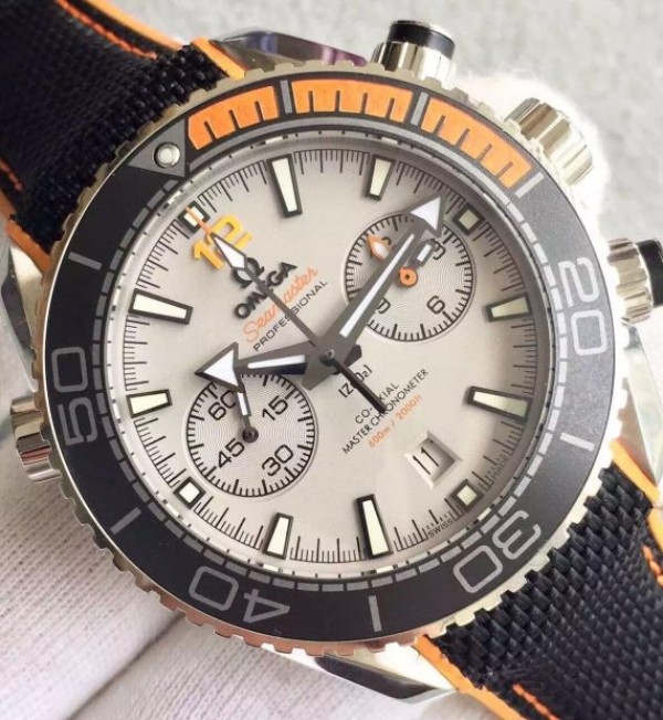 Replica Omega Planet Ocean Master Chronometer Chrono SS Gray Dial Black Nylon Strap A9900 - Top club