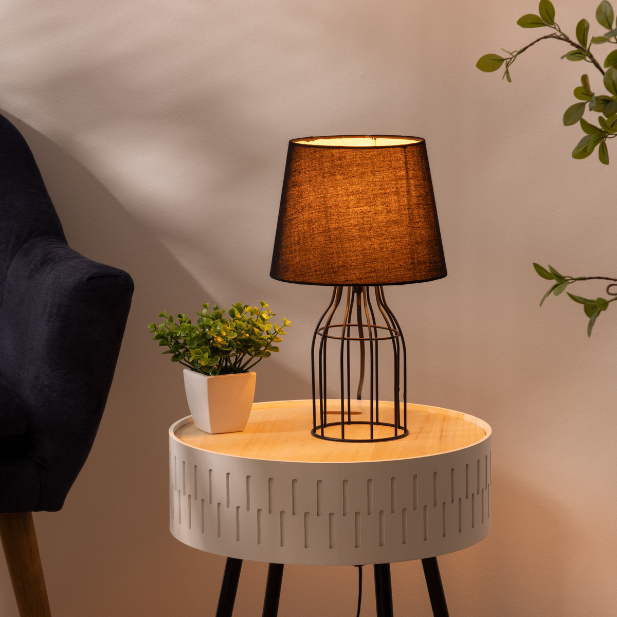 Wired lamp "Moca" Black metal, H.35 cm