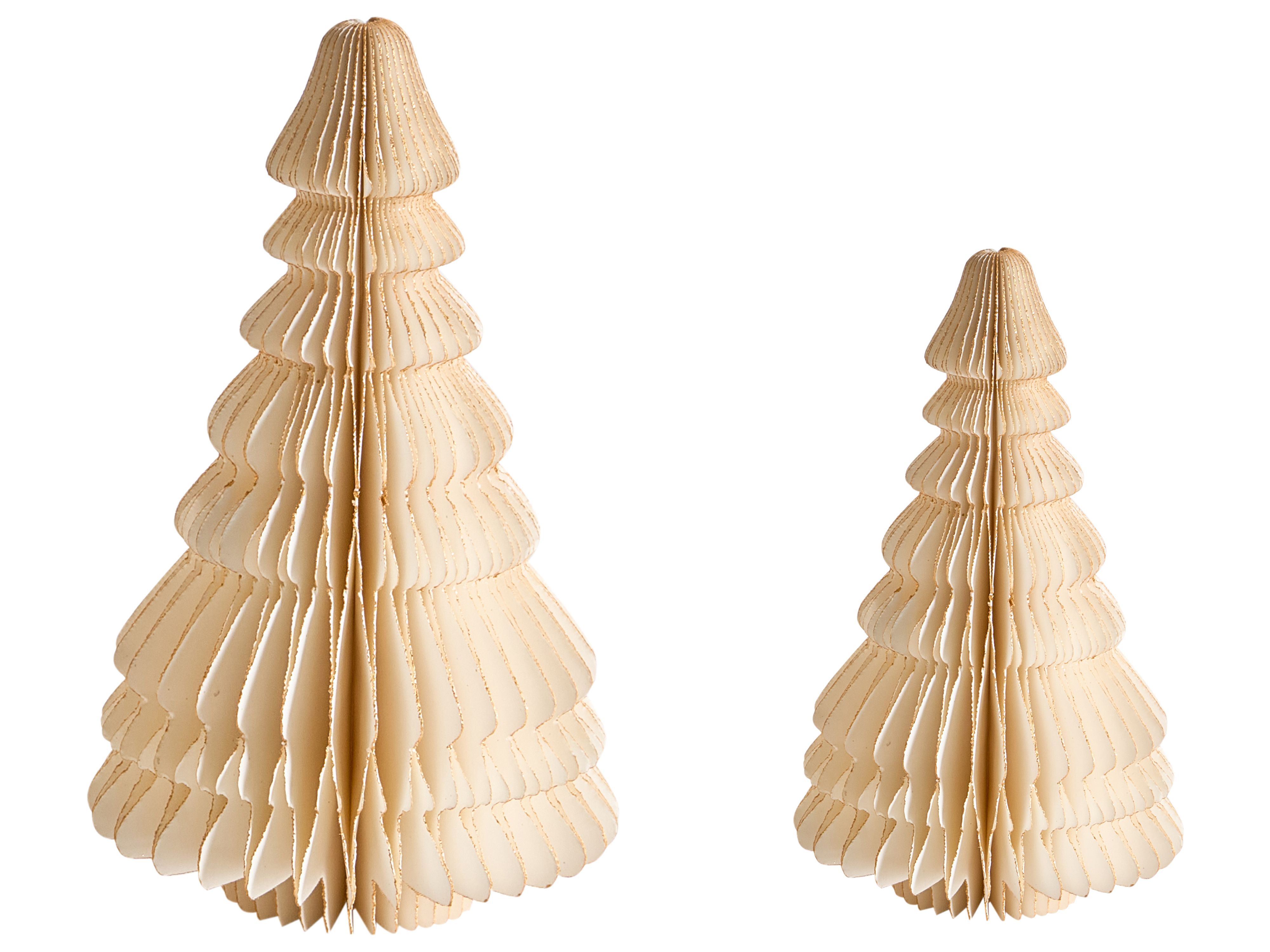 Set of 2 Figurines SKJOMA Christmas Tree 15/20 cm Beige