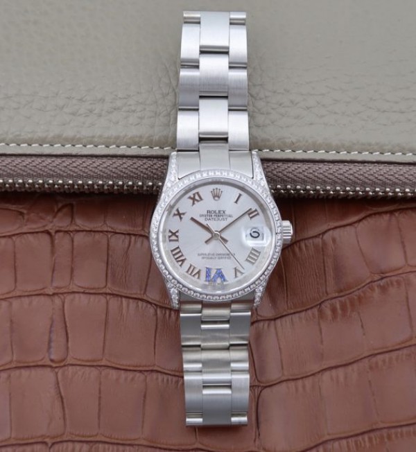 Replica Rolex DateJust 31mm 178383 Diamonds Bezel Roman Markers White Dial A2235 - Top club