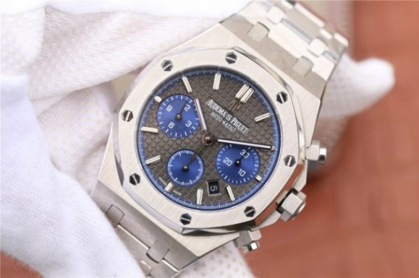 Replica Audemars Piguet Royal Oak Chronograph SS JHF Gray/Blue Dial SS Bracelet A7750 - Elite Watch Atelier