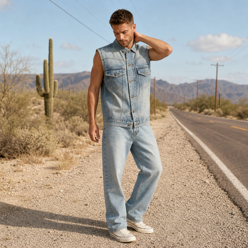 Personalized Light Blue Denim Vest