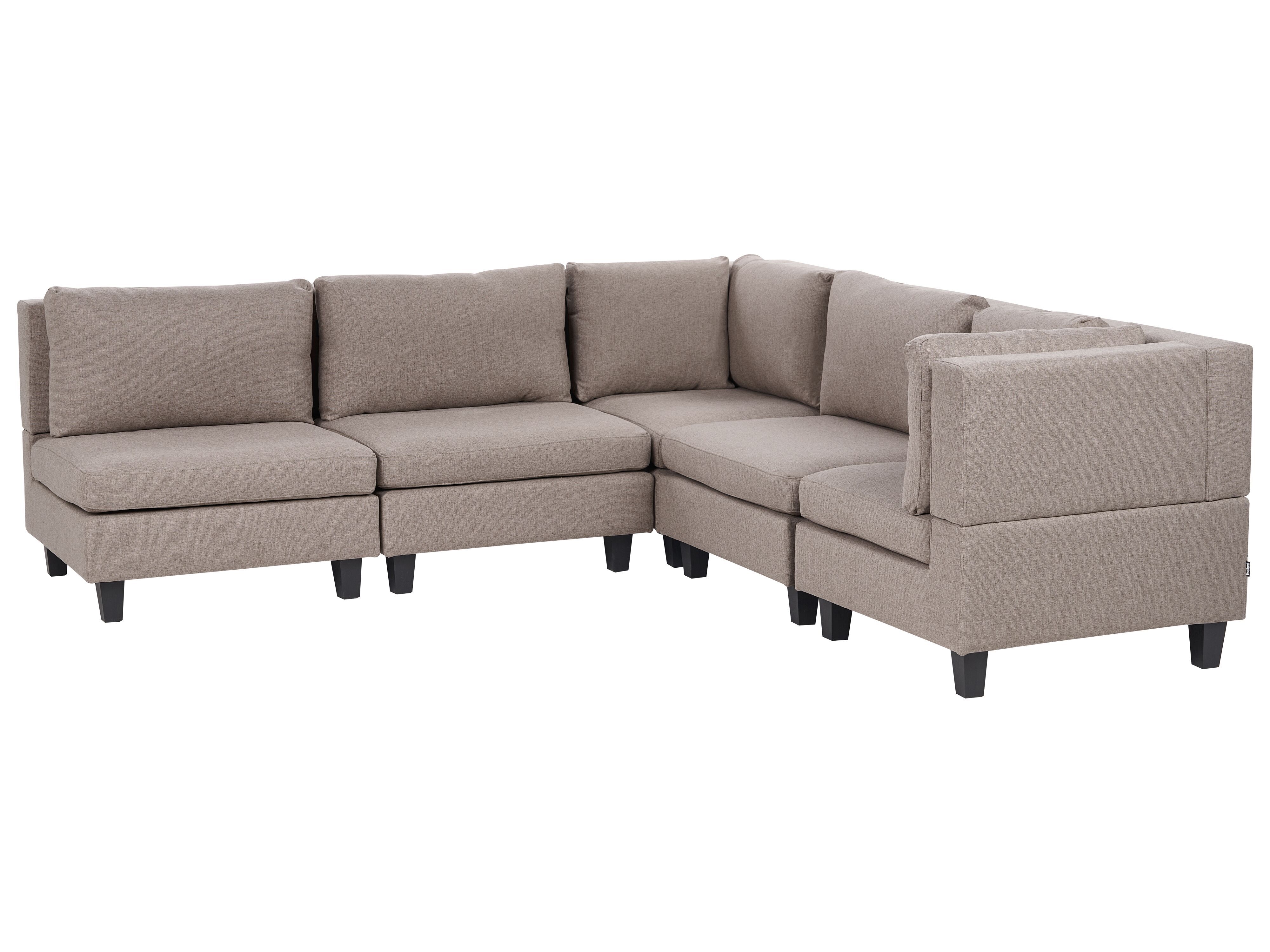 Modular Corner Sofa 5 Seater UNSTAD Fabric Brown Left Hand