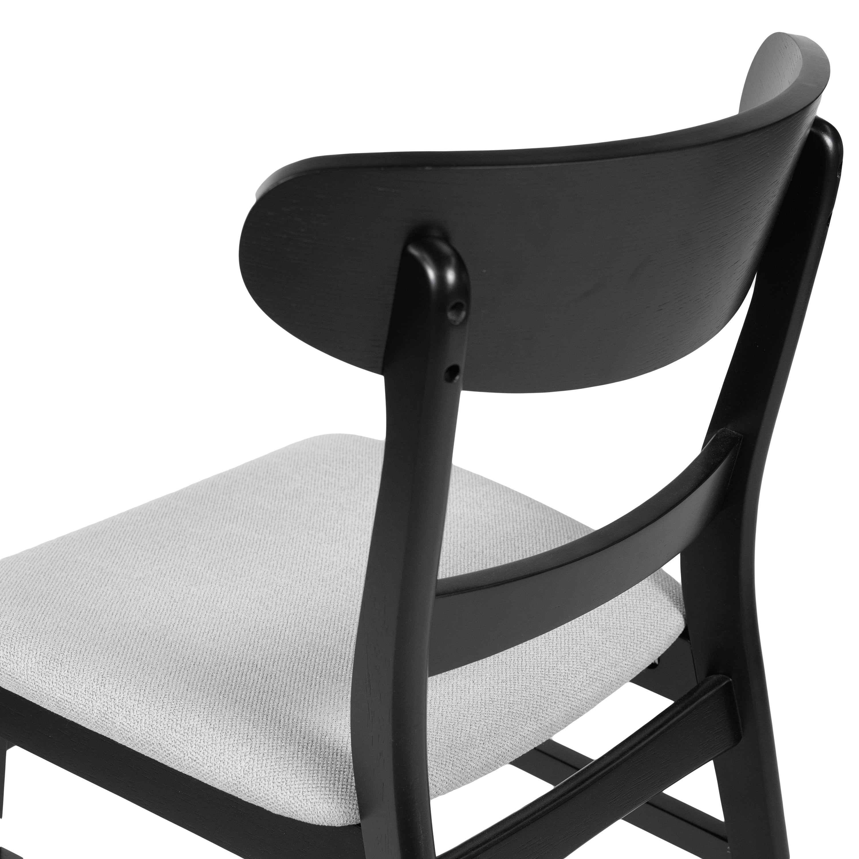GDFSTUDIO Mid Century Modern Fabric Upholstered Rubberwood Dining Chairs, Set of 2, Dark Gray and Walnut - Image 18