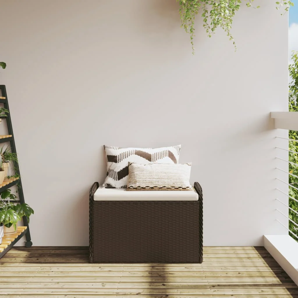 vidaXL Storage Bench with Cushion Outdoor Garden Seat Furniture Poly Rattan - Image 56
