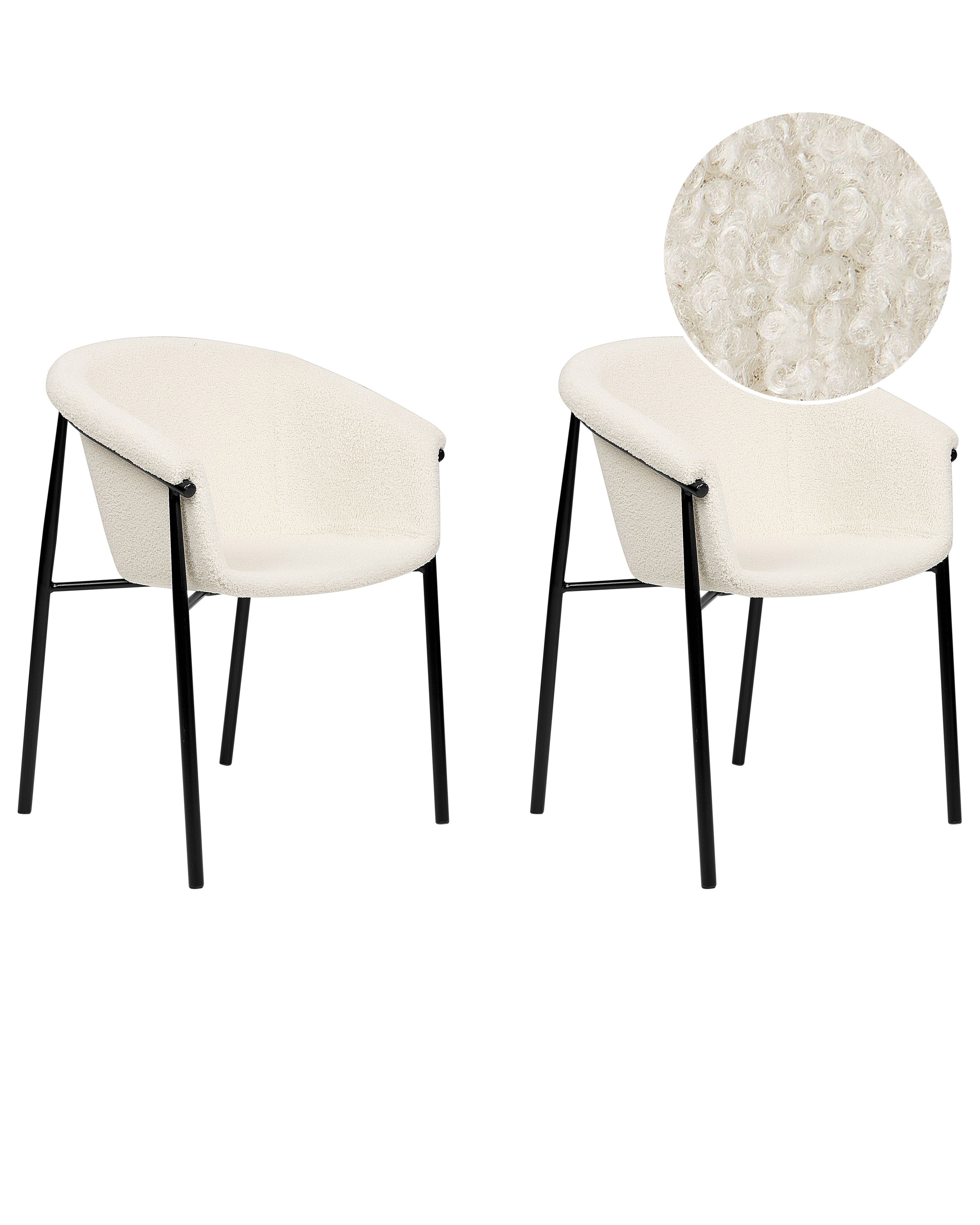 Set of 2 Dining Chairs AMES Boucle Off-White