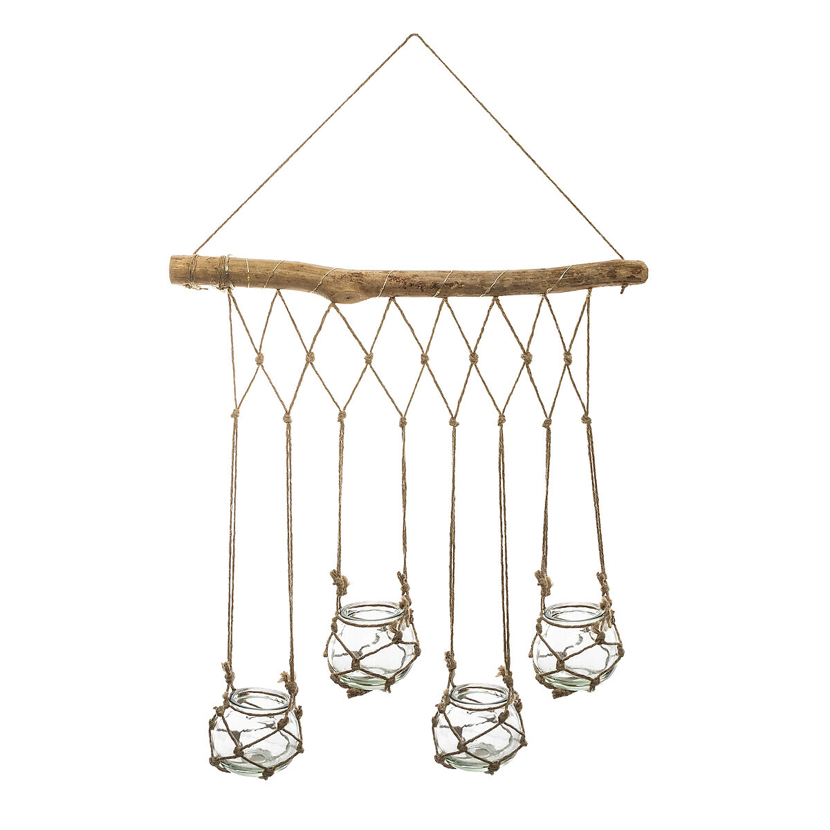 4 hanging soliflores LED, glass Beige, 43x53 cm