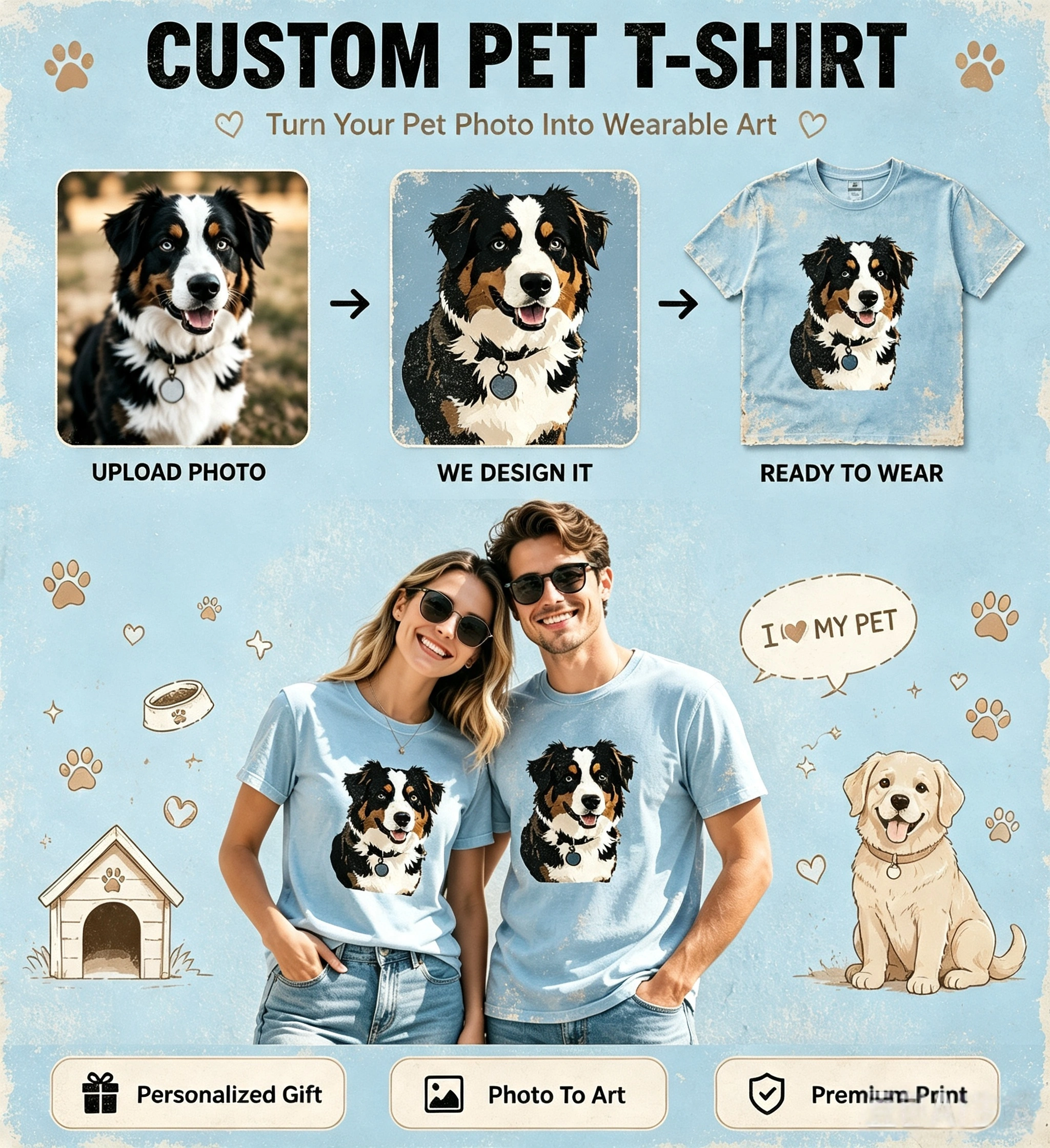 Pet Edition | Custom Vintage Wash Pet Photo T-Shirt