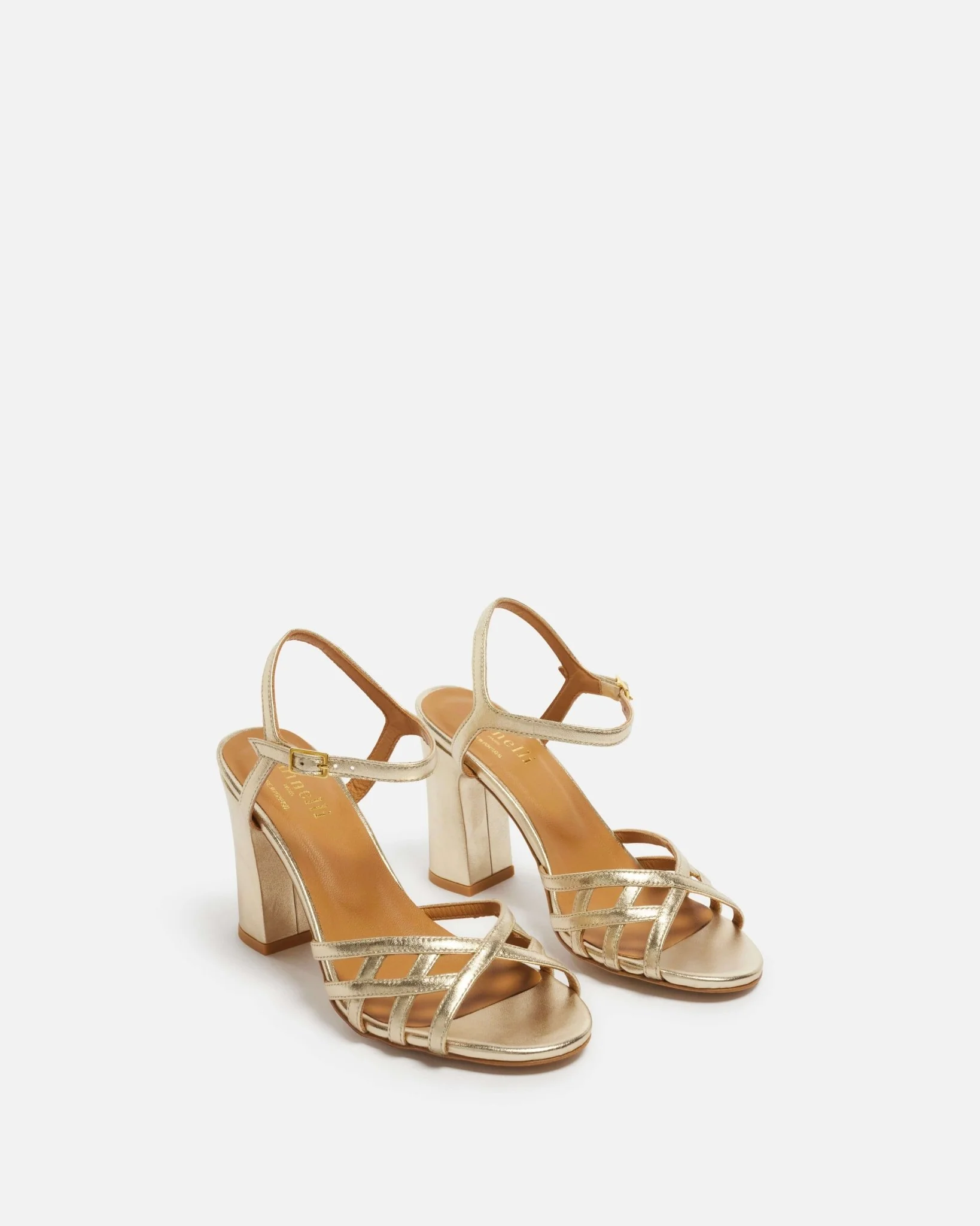 SANDALES MITA/MET - Sandales à talons métallisé en platine