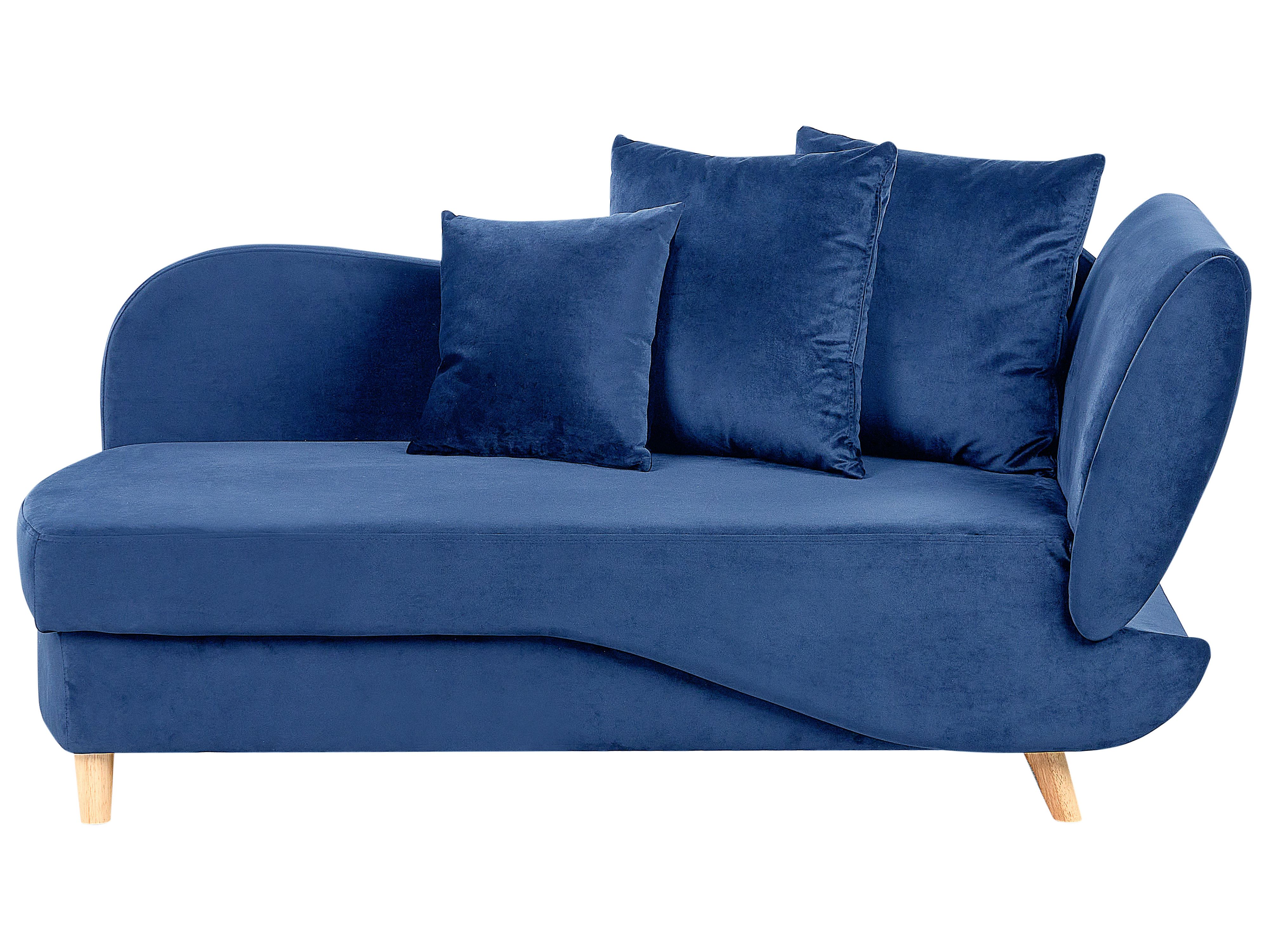 Right-Hand Chaise Lounge MERI Velvet Navy Blue with Storage