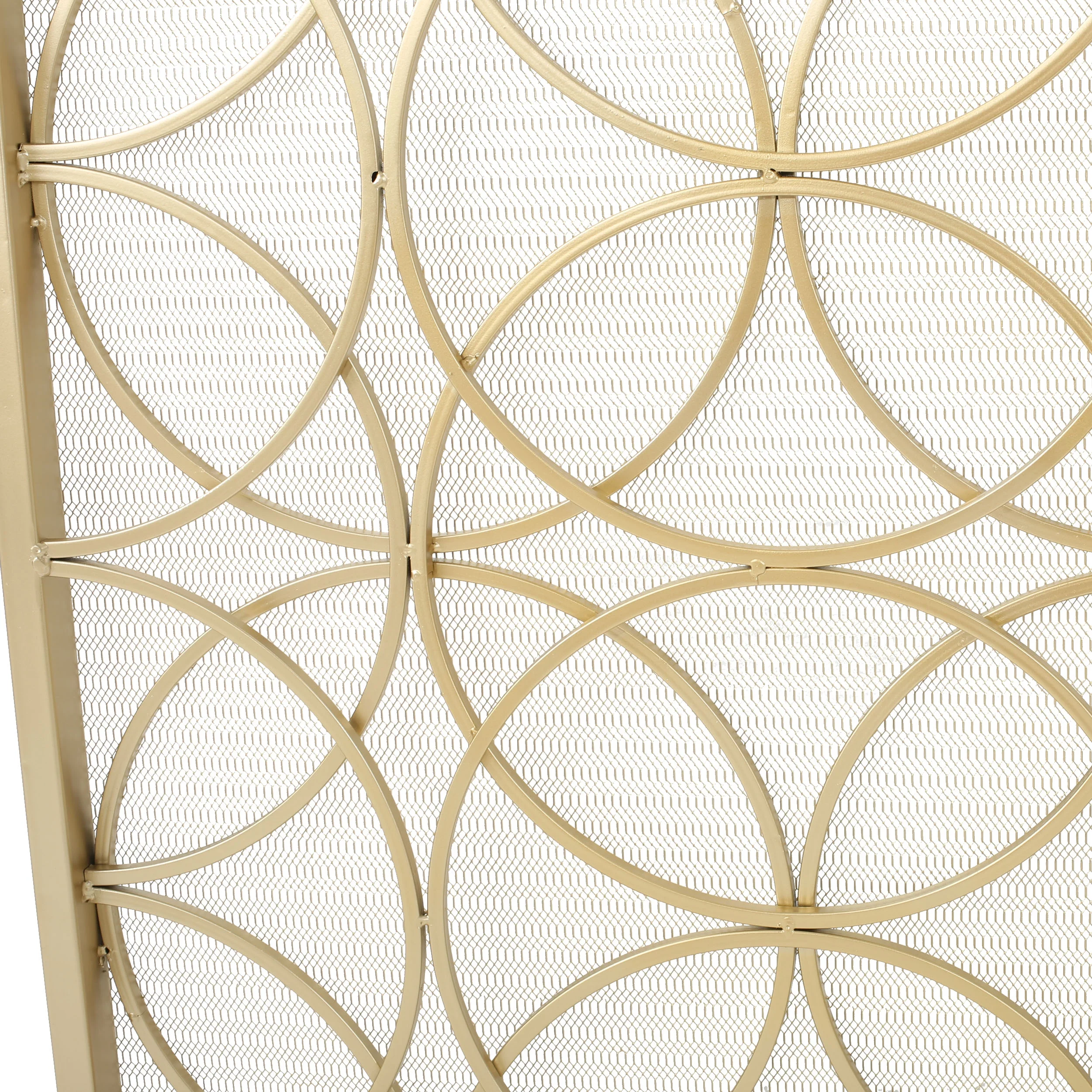 Noble House Emmilou Iron Single Panel Fireplace Screen, Gold - Image 3