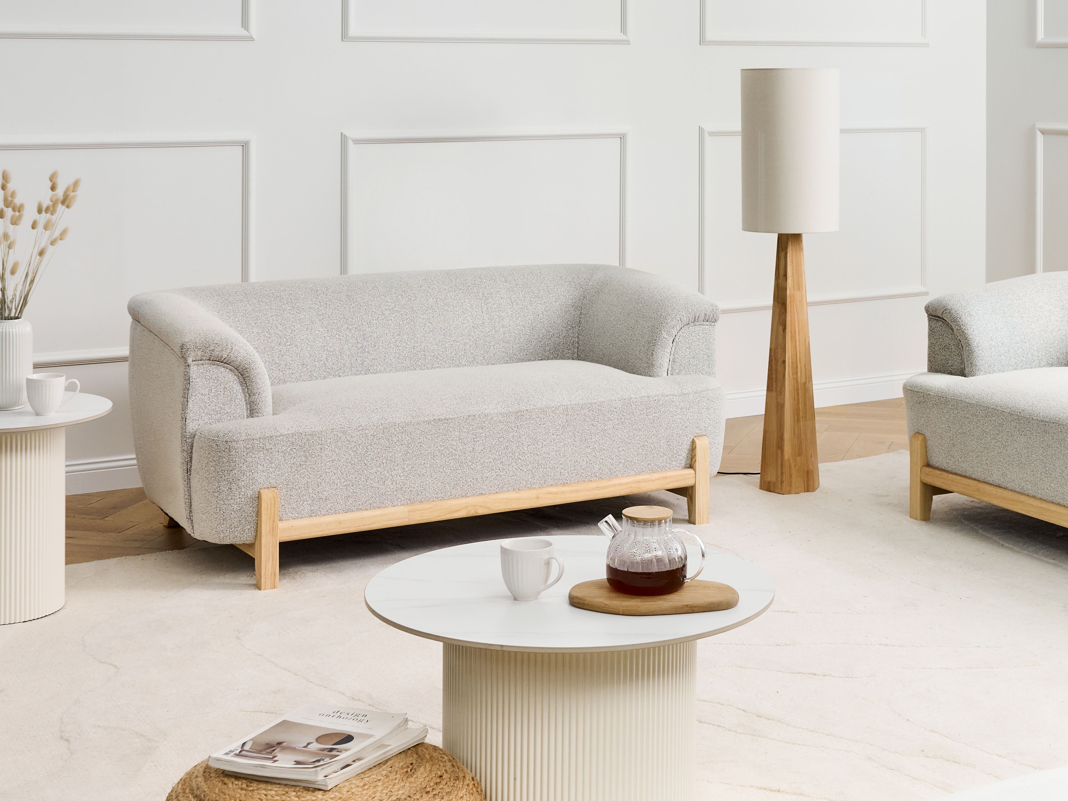 Sofa 2 Seater ALNOR Fabric Light Grey