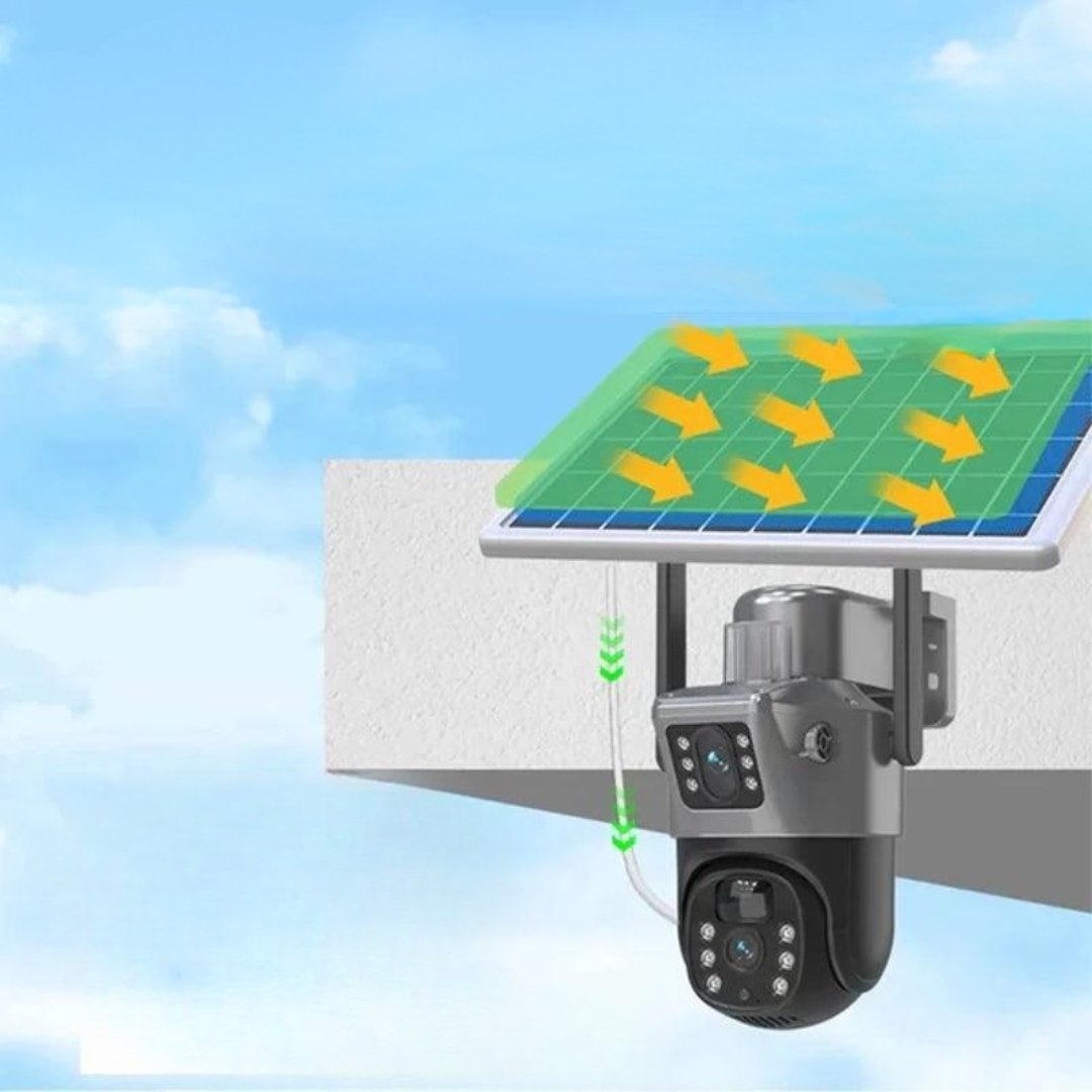 Draadloze 4K Beveiligingscamera Buiten met 360° Rotatie en Slimme Detectie - Weerbestendig en Zonne-energie