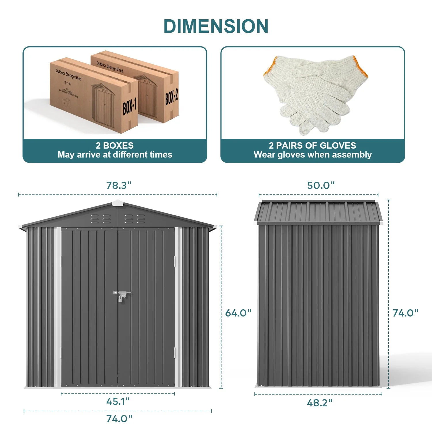 5'x3' Outdoor Storage Shed, Lofka Metal Storage Tool Shed with Single Lockable Door, for Bike| Garden Tools| Patio, Grey - Image 30