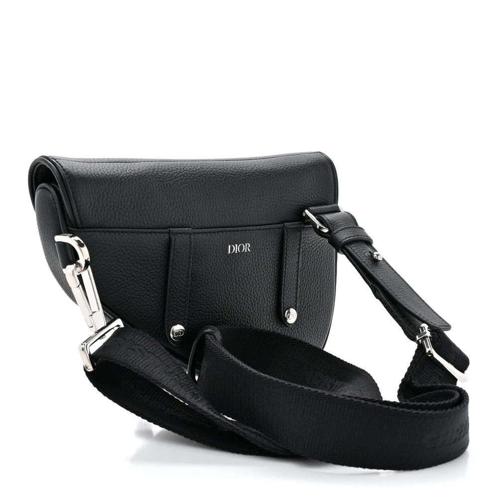 Black Grained Leather Dior Saddle Bag – Mirror Quality Replica1:1High-quality replica