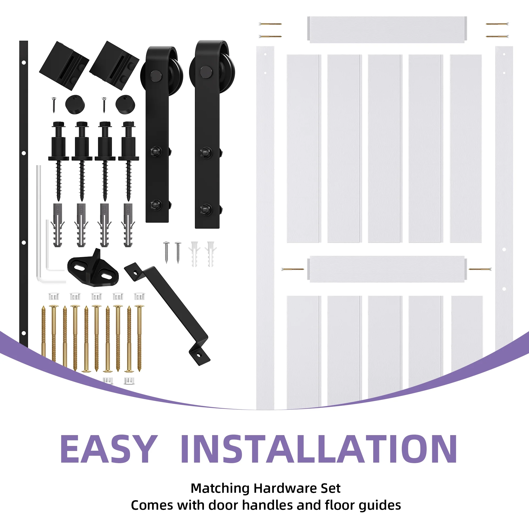 Uforic 48" x 84" Silding Barn Door,with Hardware Kit Rail,and Handle,Pulleys, Gray - Image 21