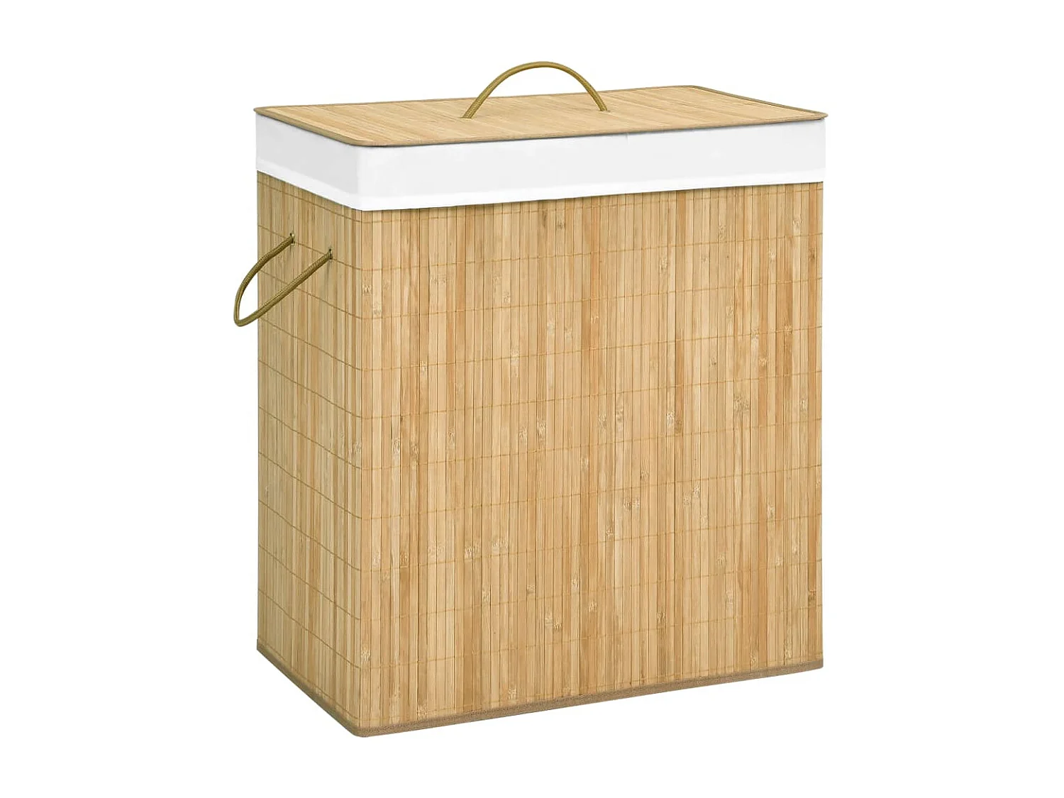 Panier à linge avec 2 sections bambou 100 L