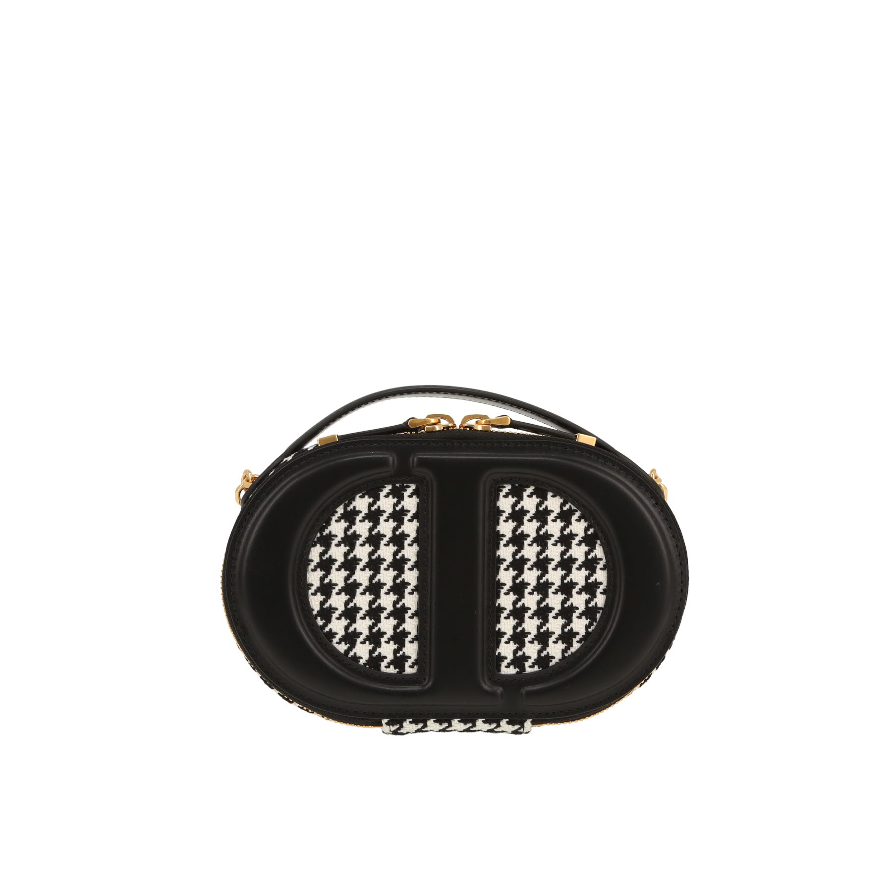 Dior Ovale CD shoulder bag in black and white canvas and black leather1:1High-quality replica