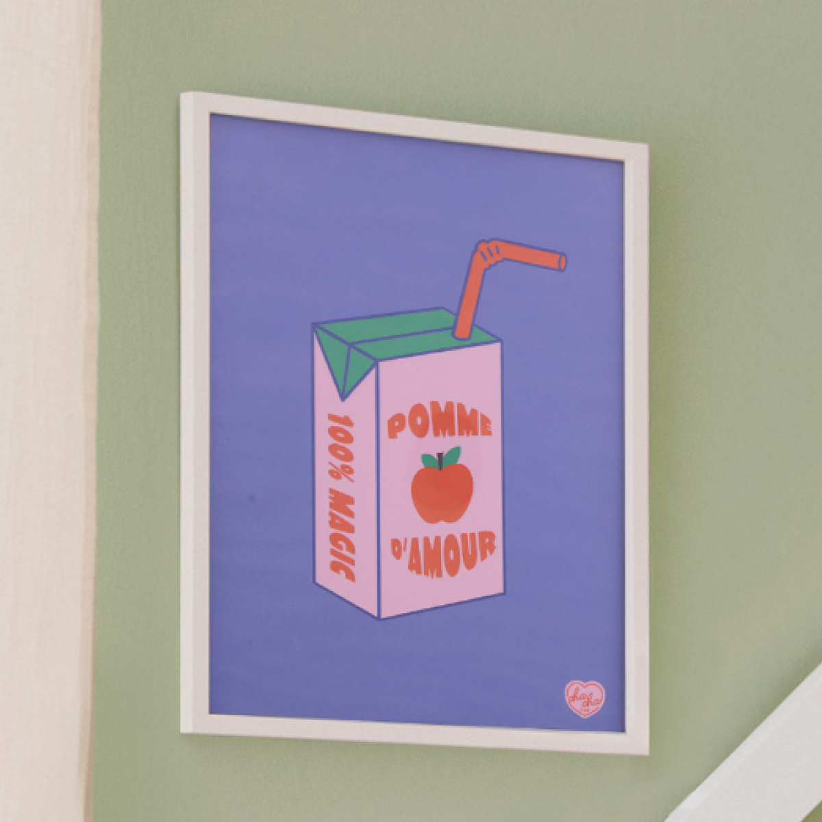 Printed and Framed Picture "Pomme d'amour" 31.5x41.5 cm Atmosphera x Cha Cha Pop