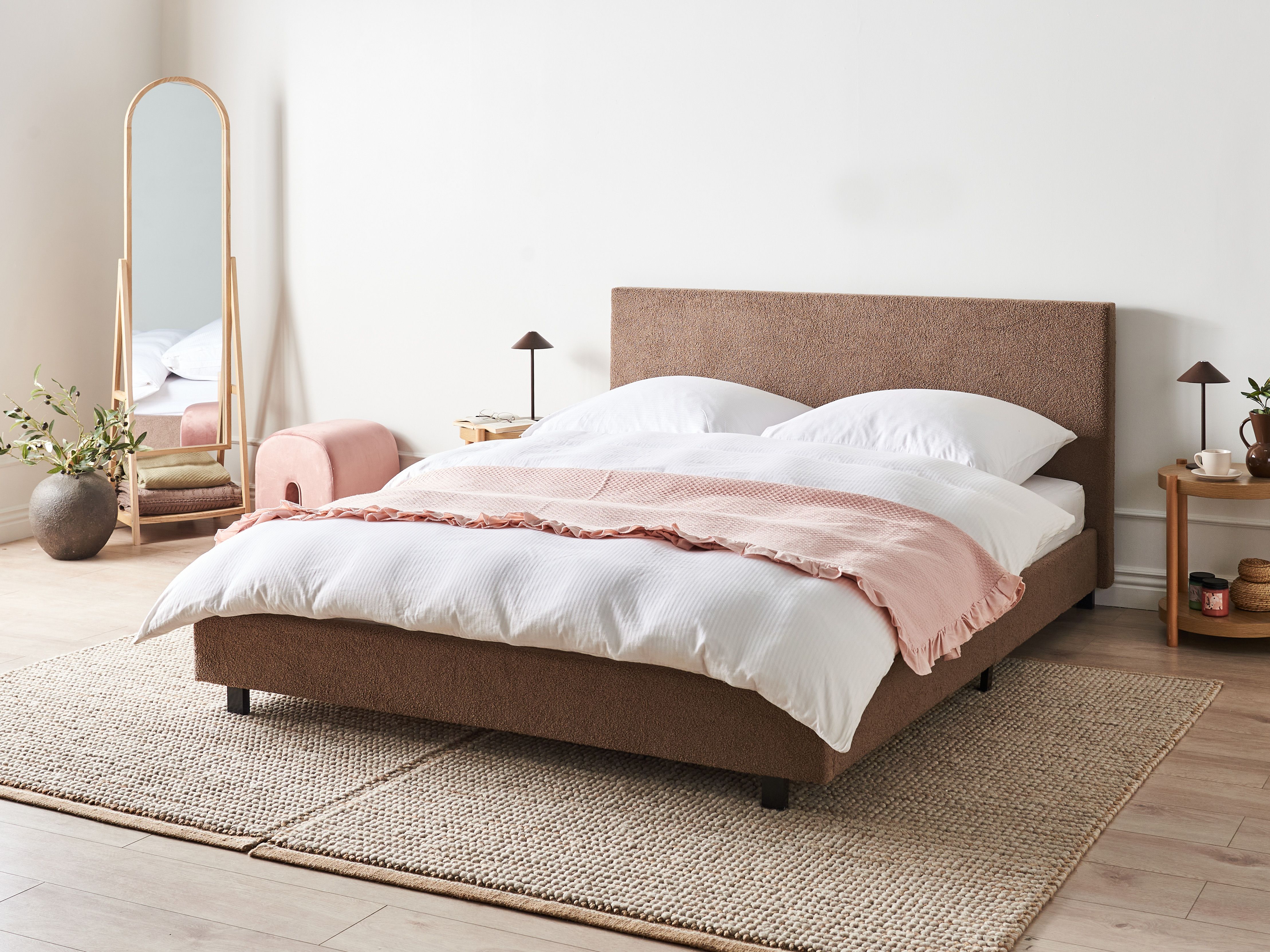 Bed Boucle ALBI 180 x 200 cm (EU Super King) Brown