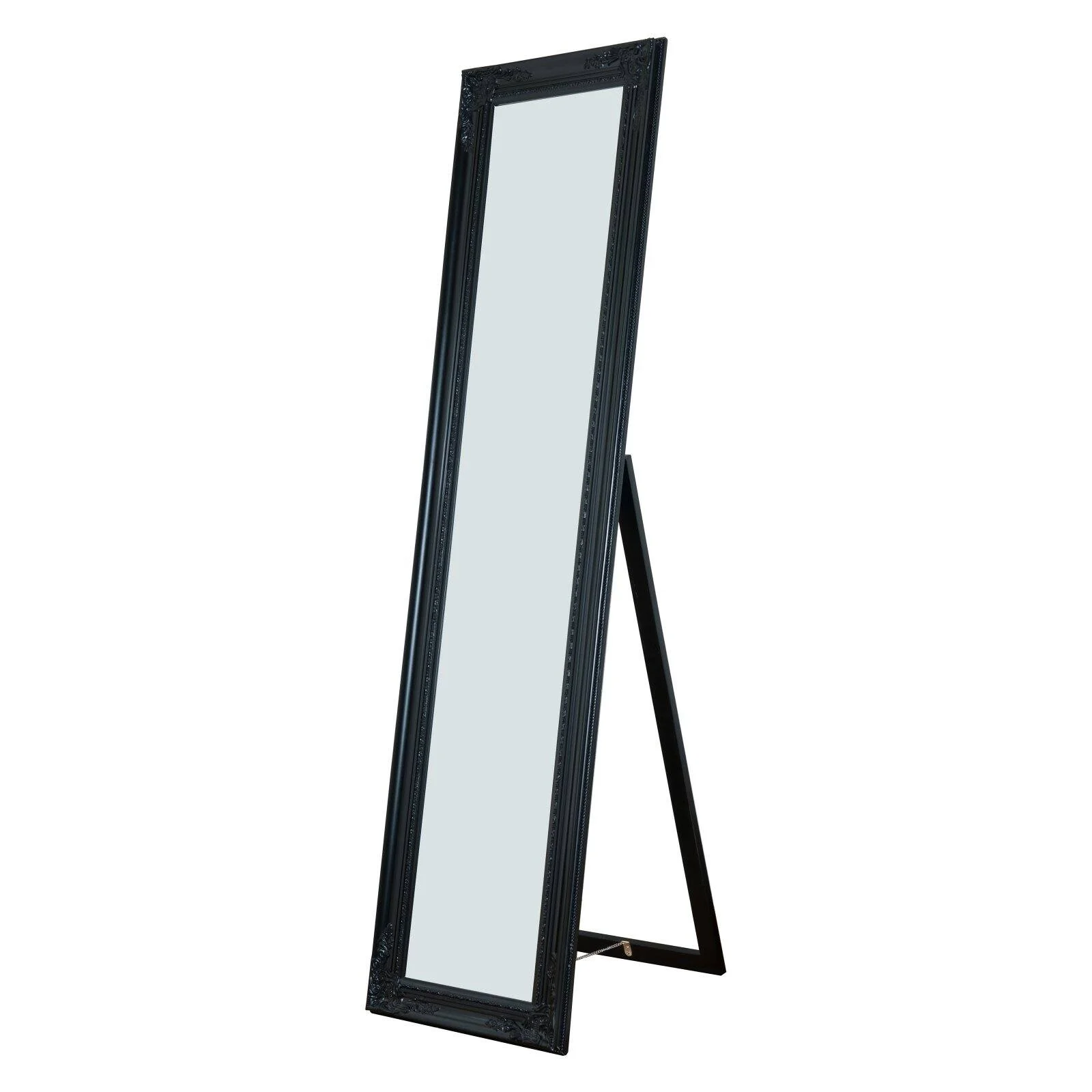 Cecilia Full Length Standing Mirror with Decorative Design, White- Saltoro Sherpi