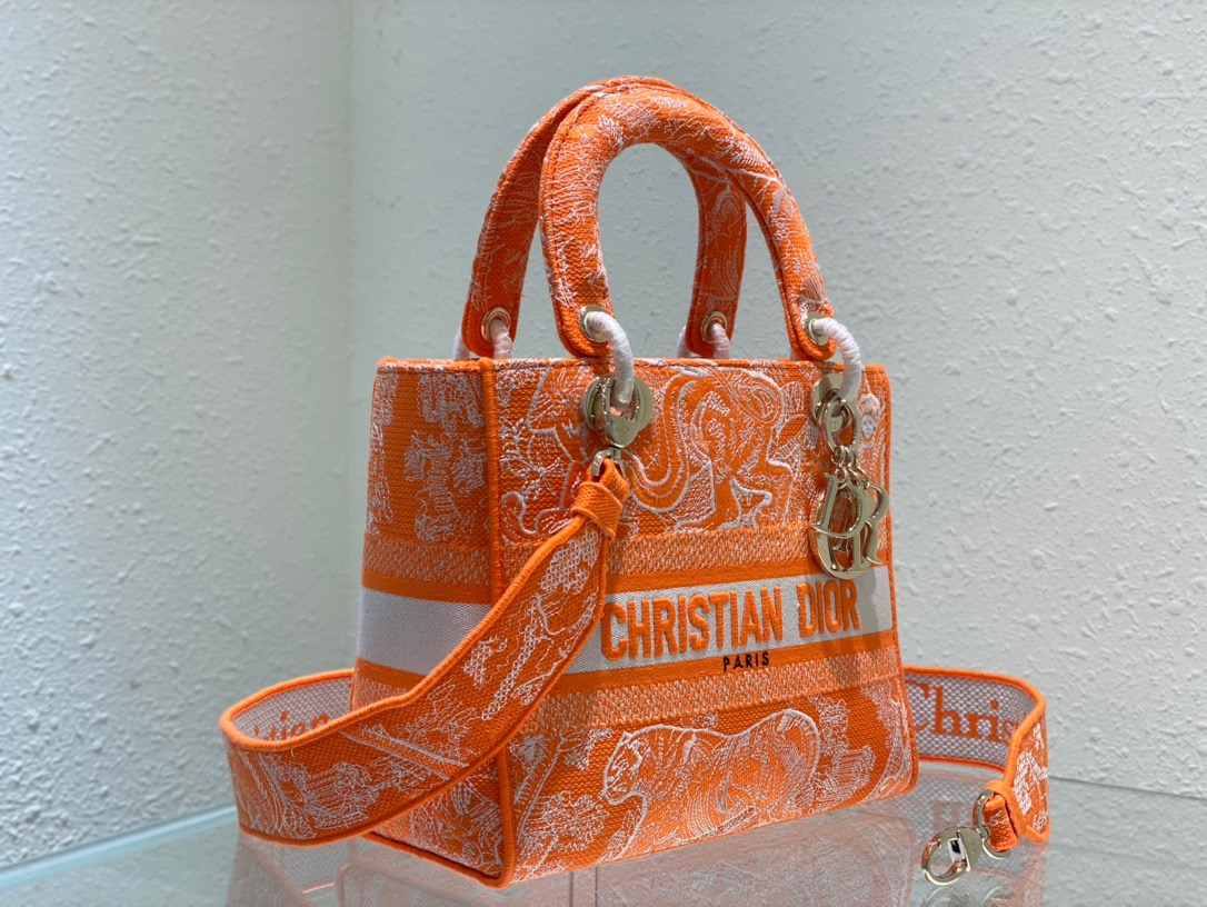Christian Dior Medium Lady D-Lite Bag Orange, For Women, Women’s Handbags 24cm/9.5in CD M0565OROC_M0571:1High-quality replica