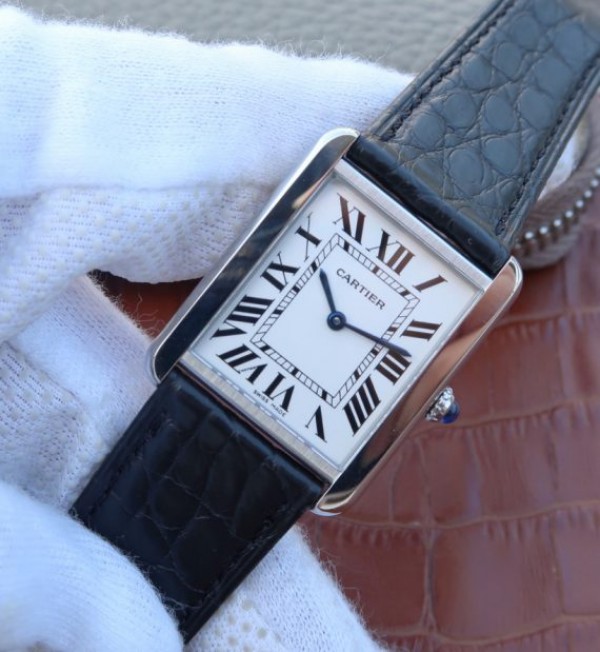 Replica Cartier Tank Solo SS White Dial Black Leather Strap Ronda Quartz - Elite Watch Atelier