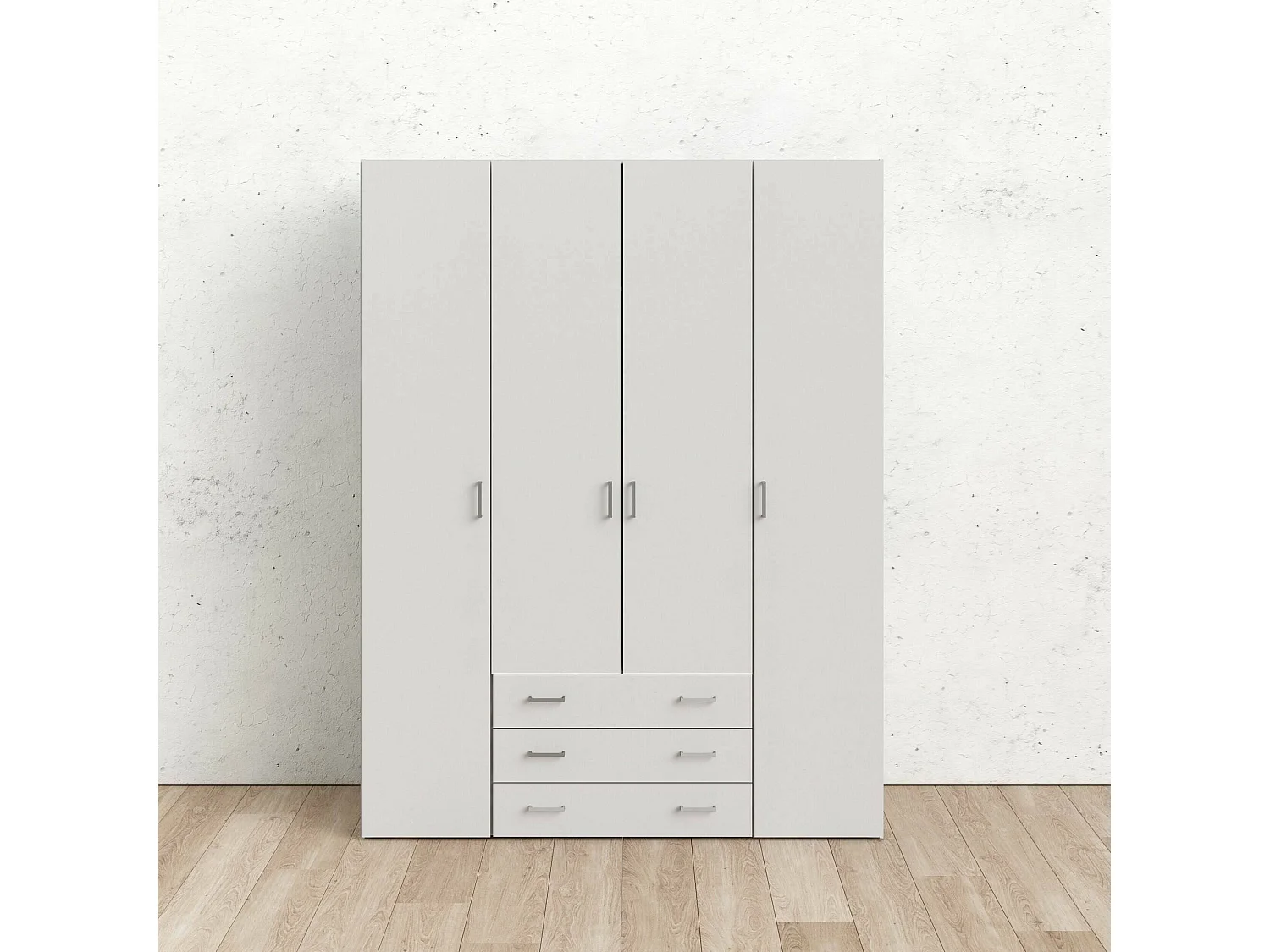 Grande Garde-robe Dseren, Meubles de chambre, Penderie de plain-pied, Placard à vêtements, 154x50 h200 cm, Blanc