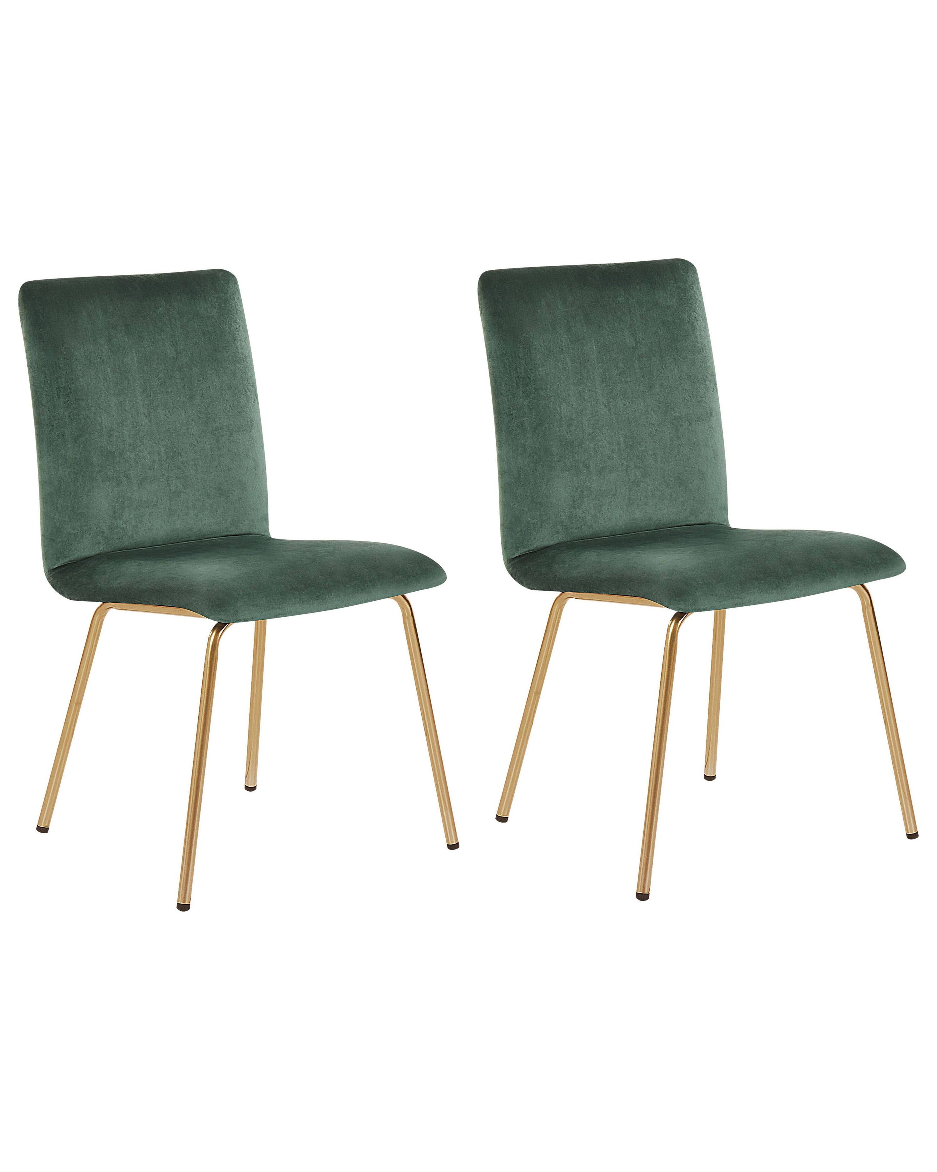 Set of 2 Dining Chairs RUBIO Velvet Emerald Green