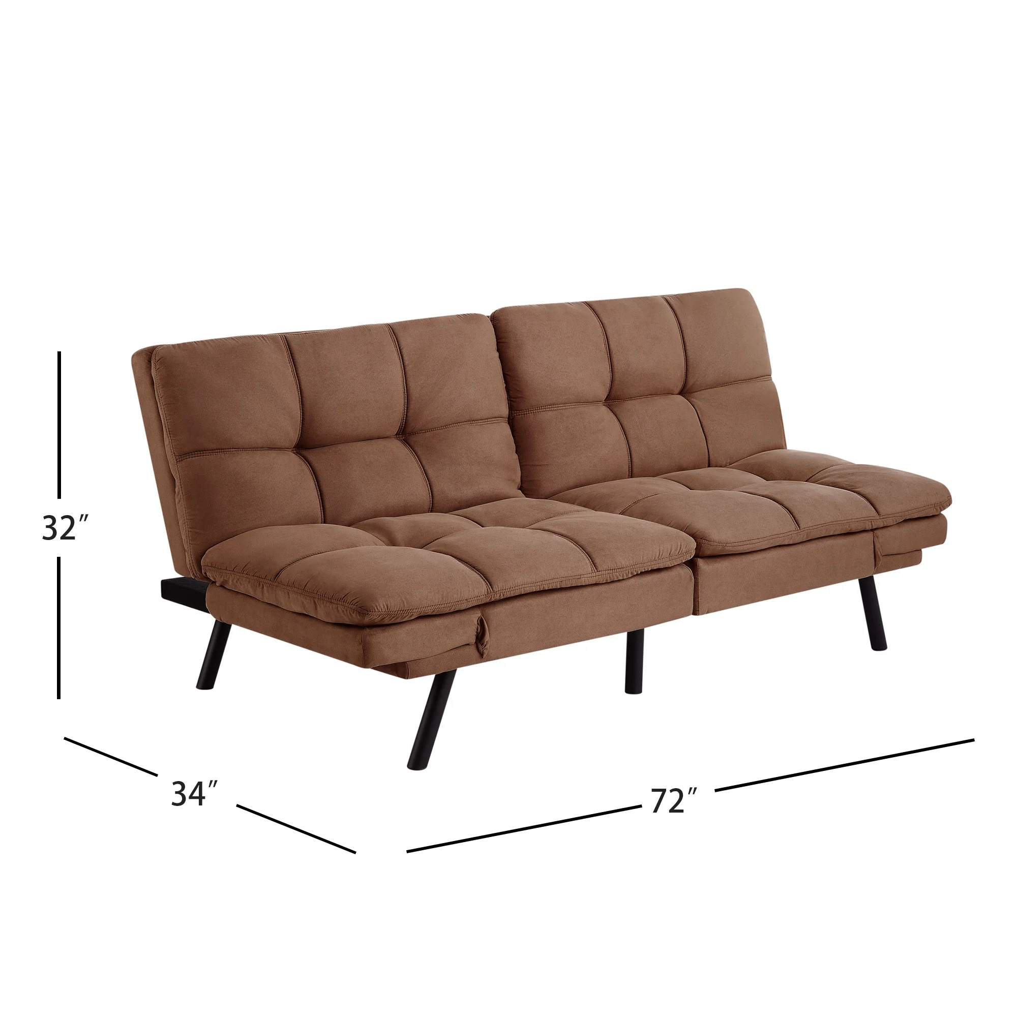 Mainstays Memory Foam Futon with 72",Black - Image 41