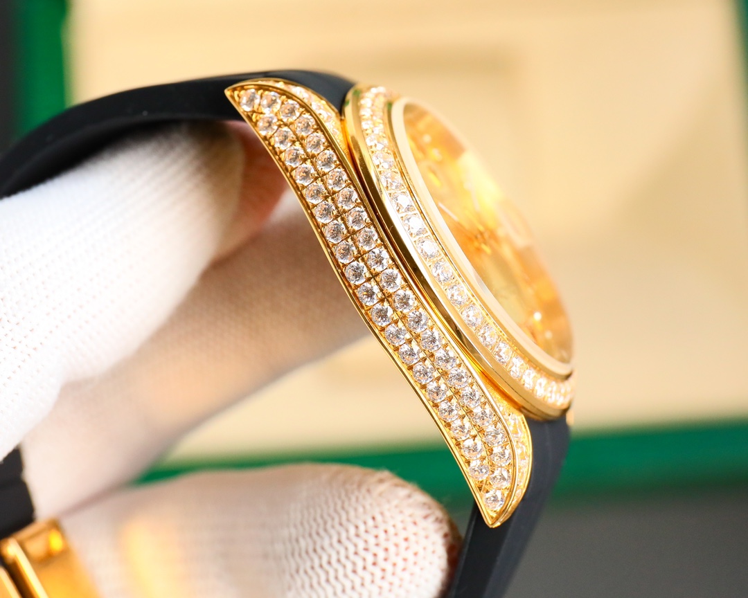 Rolex Logbook Full Luxury-Roman Diamond Dial-18k Nano-Technology 41MM-Golden(1:1 replica) - Top club