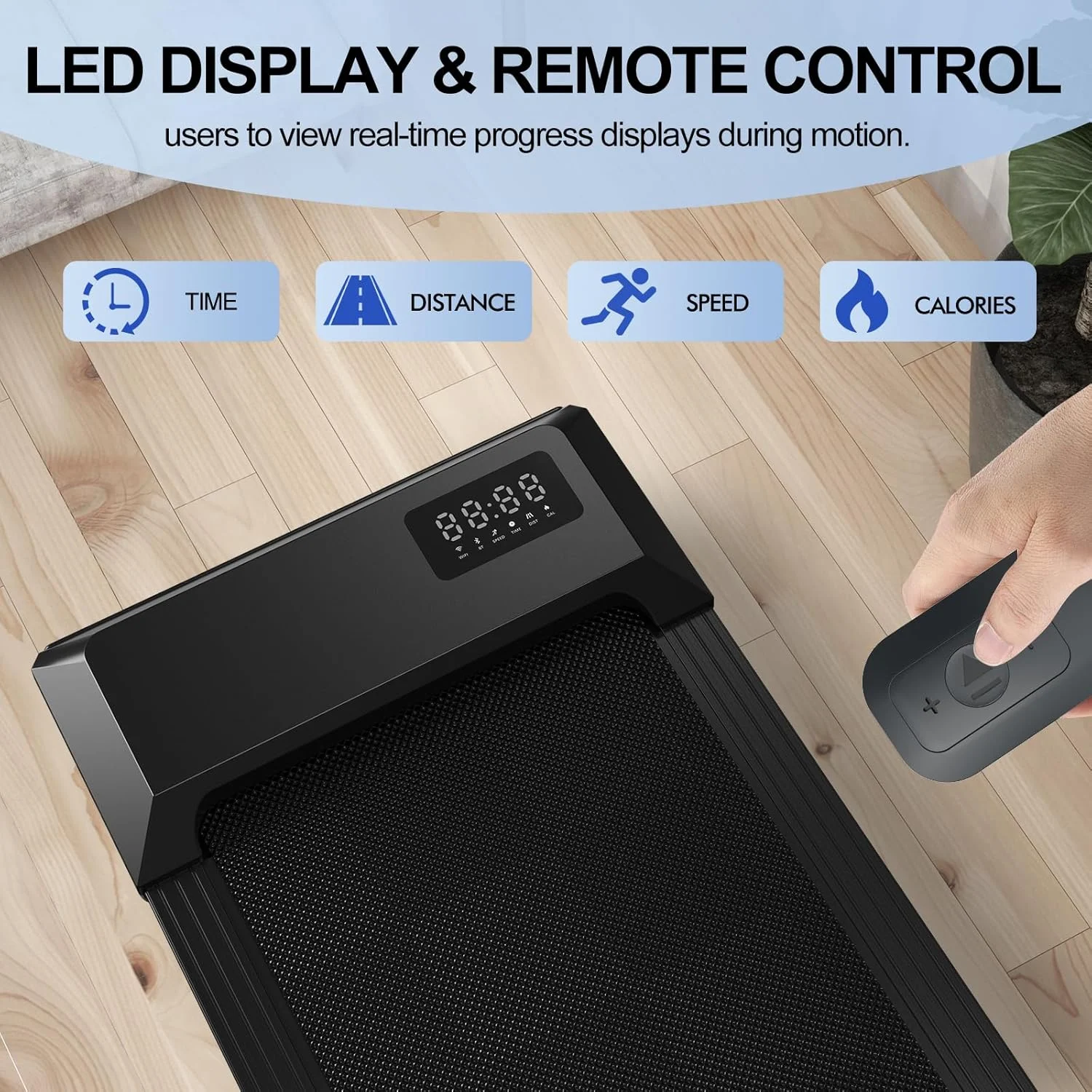 YDZJY 250lb Walking Pad, 0.6-2.5 mph Speed Range 1.2HP Quite Under Desk Treadmill, 2 in 1 Treadmill for Home/Office Exercise with Remote Control, Portable Treadmill with LED Display(Black)
