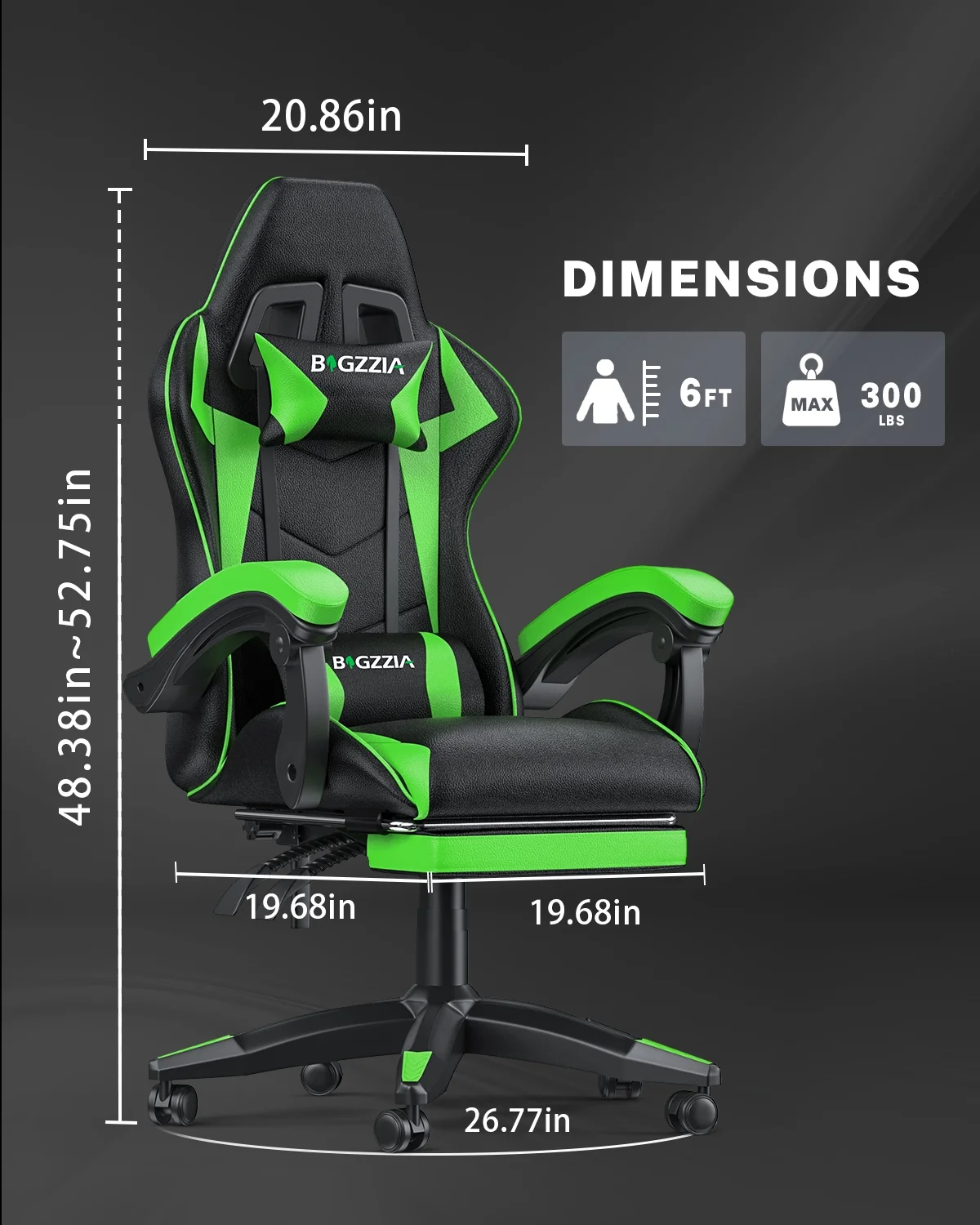 Bigzzia Gaming Chair with Footrest, Gaming Chair for Adult with Headrest and Lumbar Support,Red - Image 74