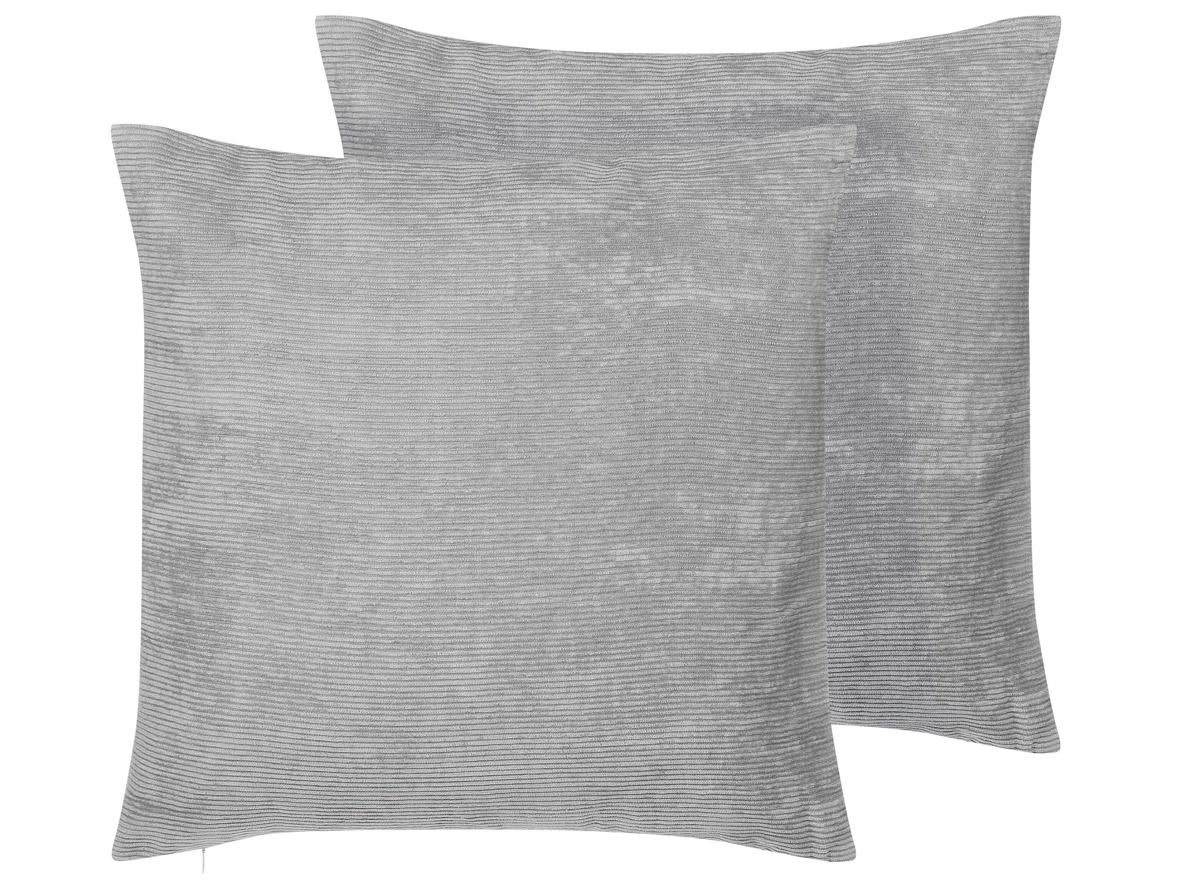 Set of 2 Decorative Cushions NOLANA 45 x 45 cm Grey Solid