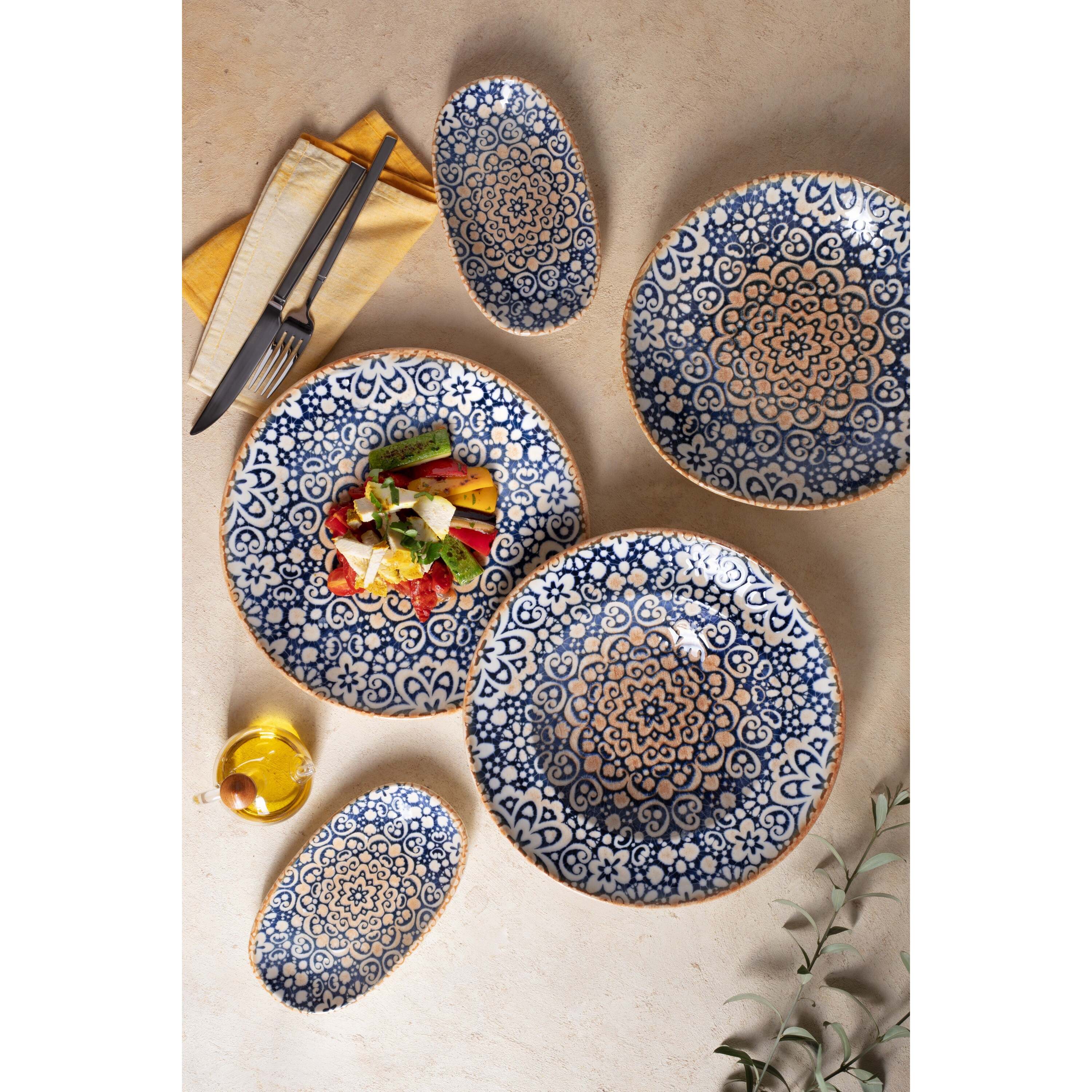 Bonna Diep bord - Alhambra - Porselein - 23 cm (1000cc) - set van 6