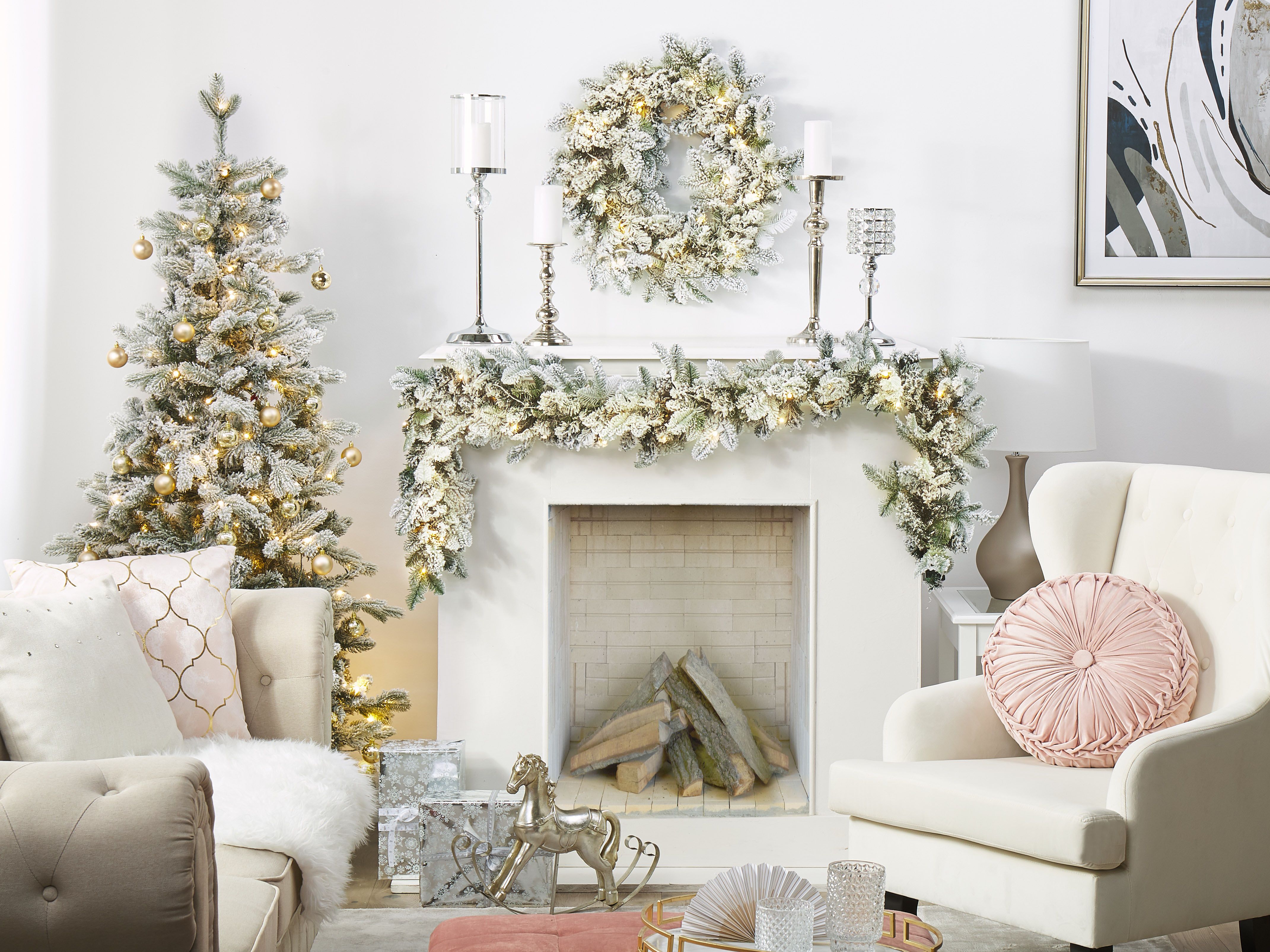 Snowy Christmas Garland LED WHITEHORN 180 cm White