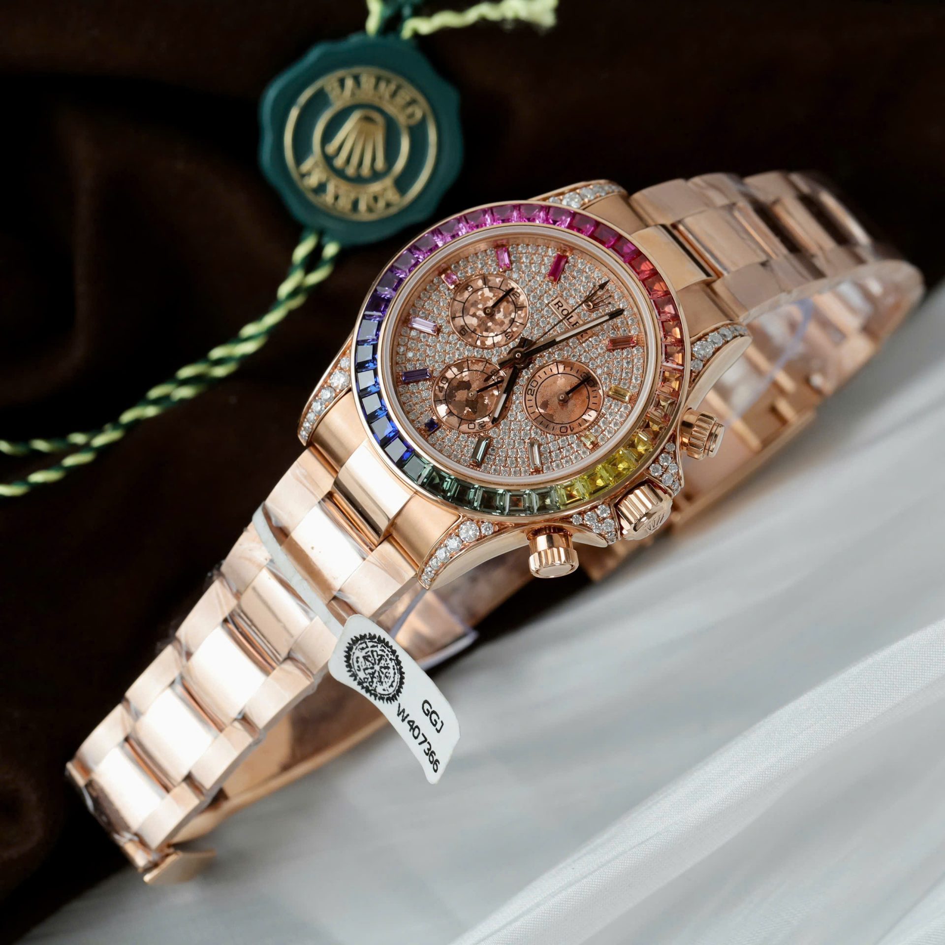 Rolex Daytona Rainbow 116595 Best Replica Watch Gold Wrapped + Moissanite Diamonds 40mm - Top club
