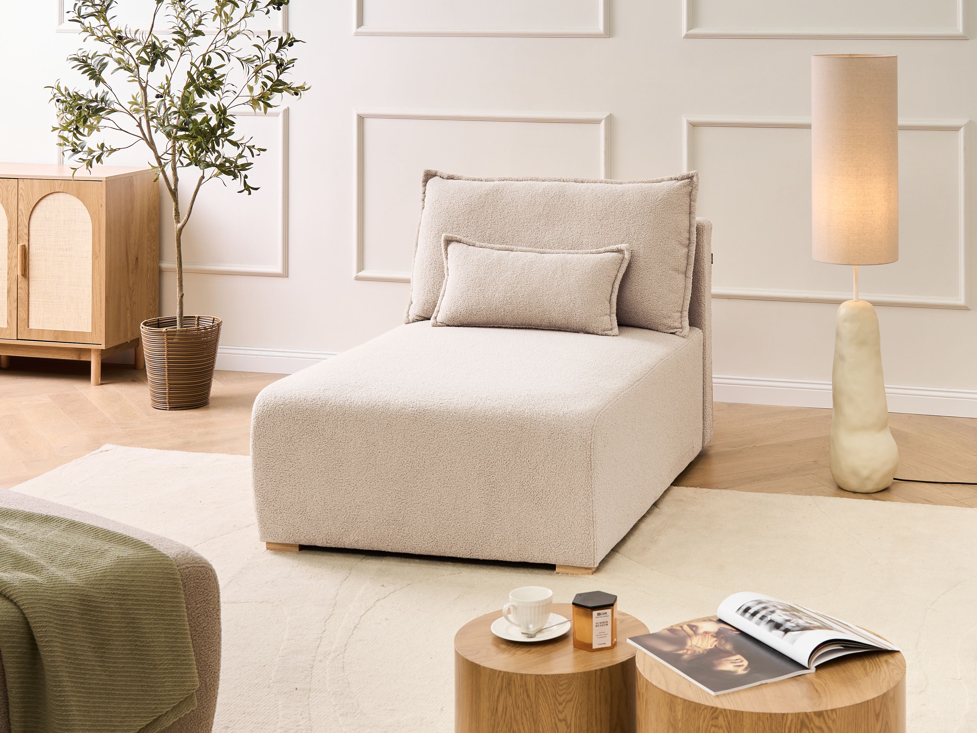 Chaise Longue NERBO Boucle Beige