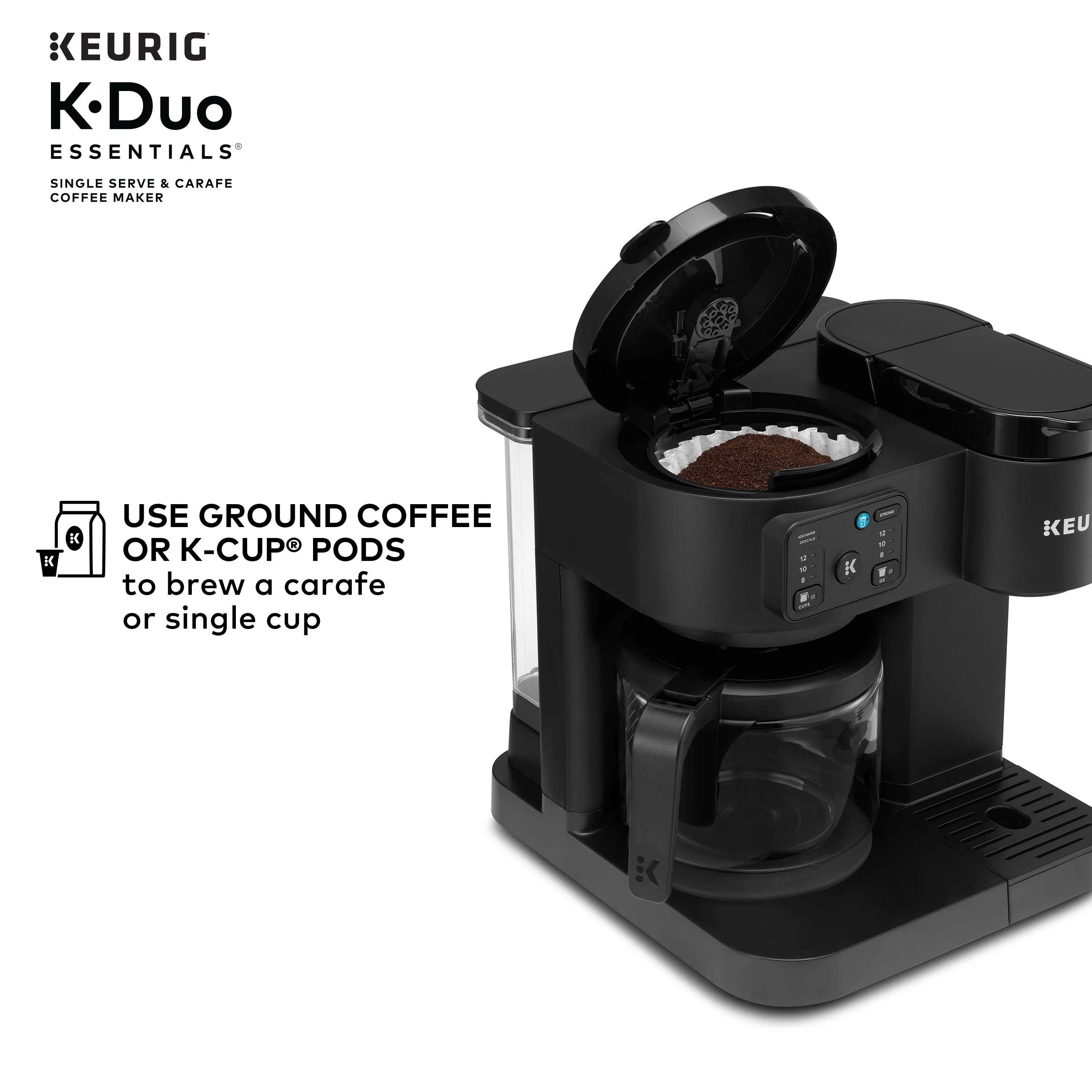 Keurig K-Duo Essentials, Hot & Iced Single-Serve K-Cup Pod Coffee Maker & Carafe, Moonlight Grey - Image 13