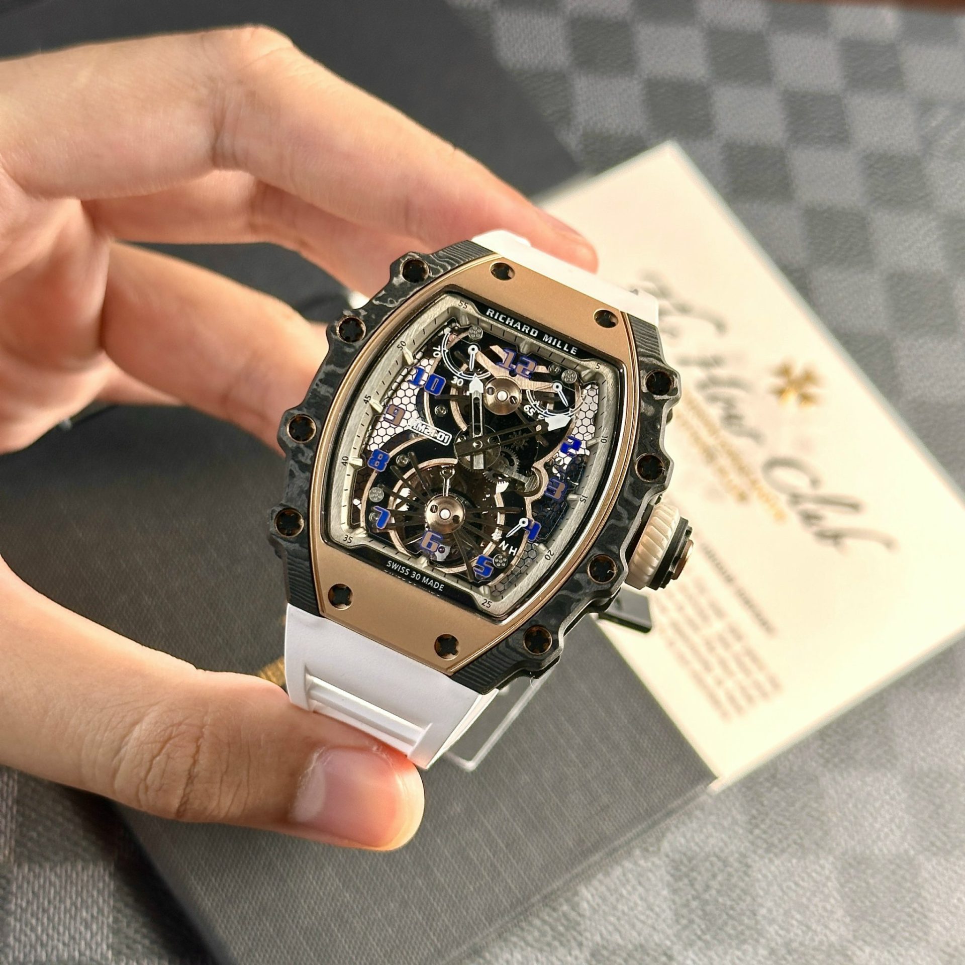Richard Mille RM21-01 Tourbillon Replica Highest Quality White Rubber Strap 45mm - Top club
