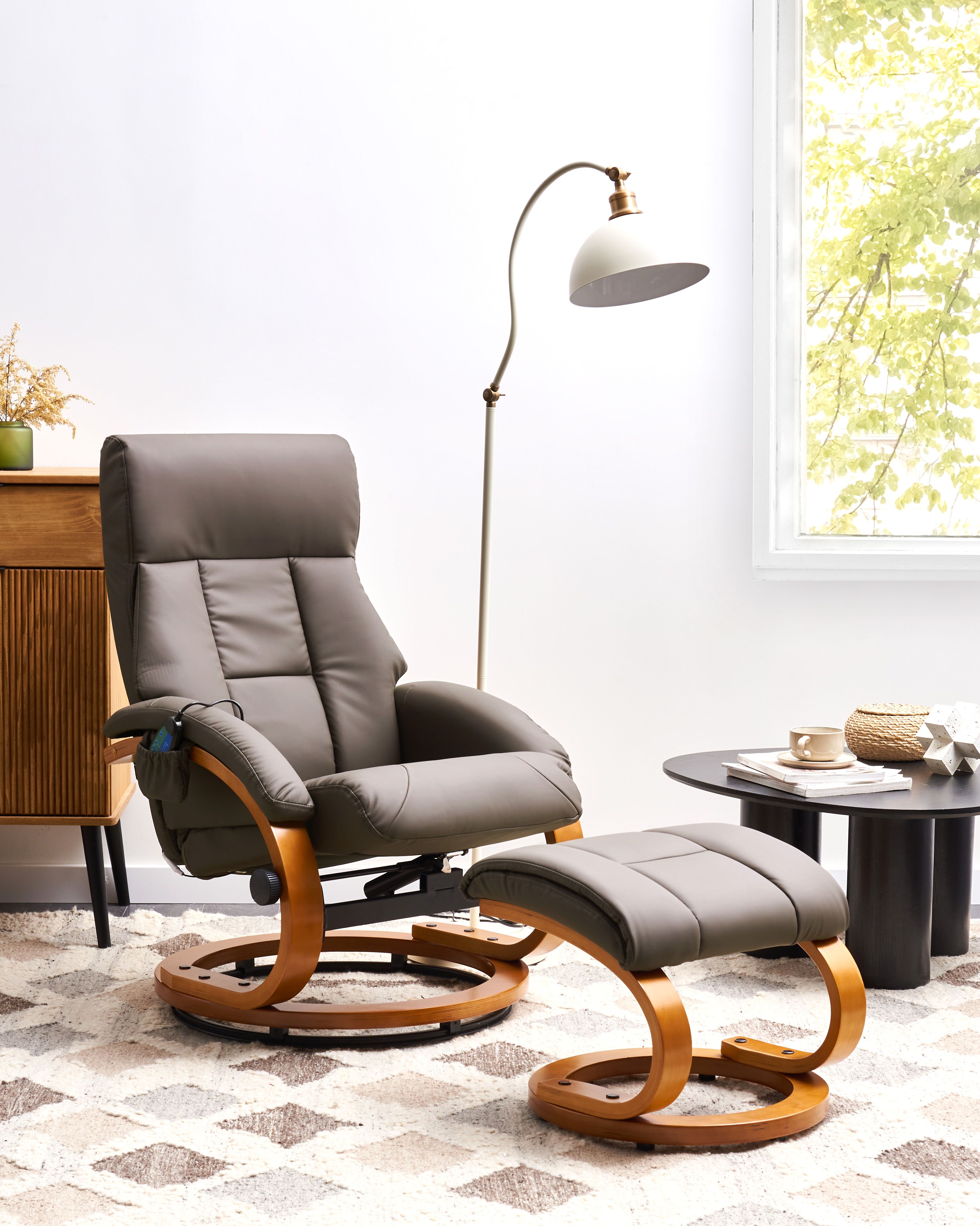 Massage Chair FORCE with Footstool Faux Leather Dark Brown