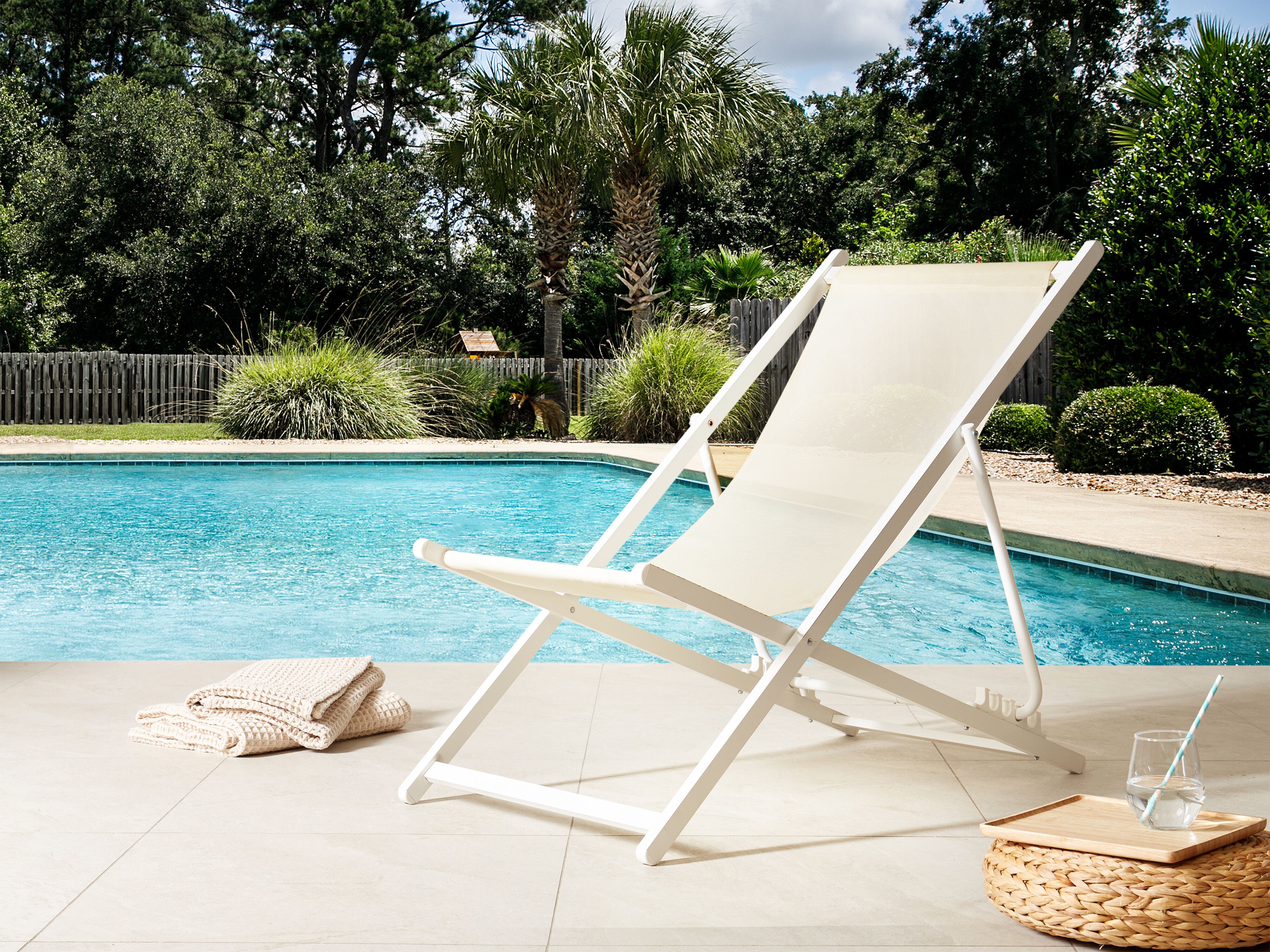 Folding Deck Chair LOCRI II Metal Light Beige