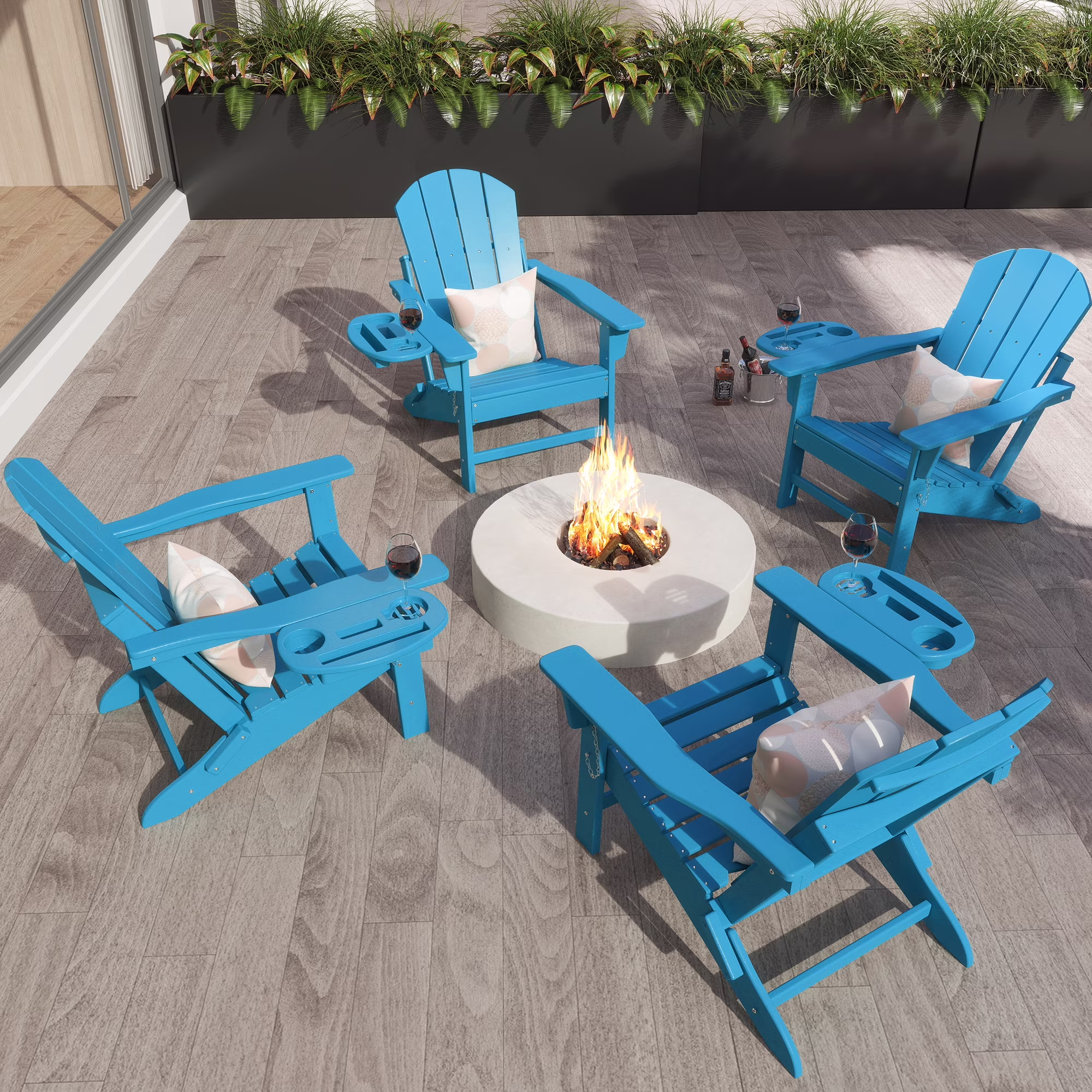FOOWIN HDPE Plastic Adirondack Chairs Set of 4, Black - Image 48