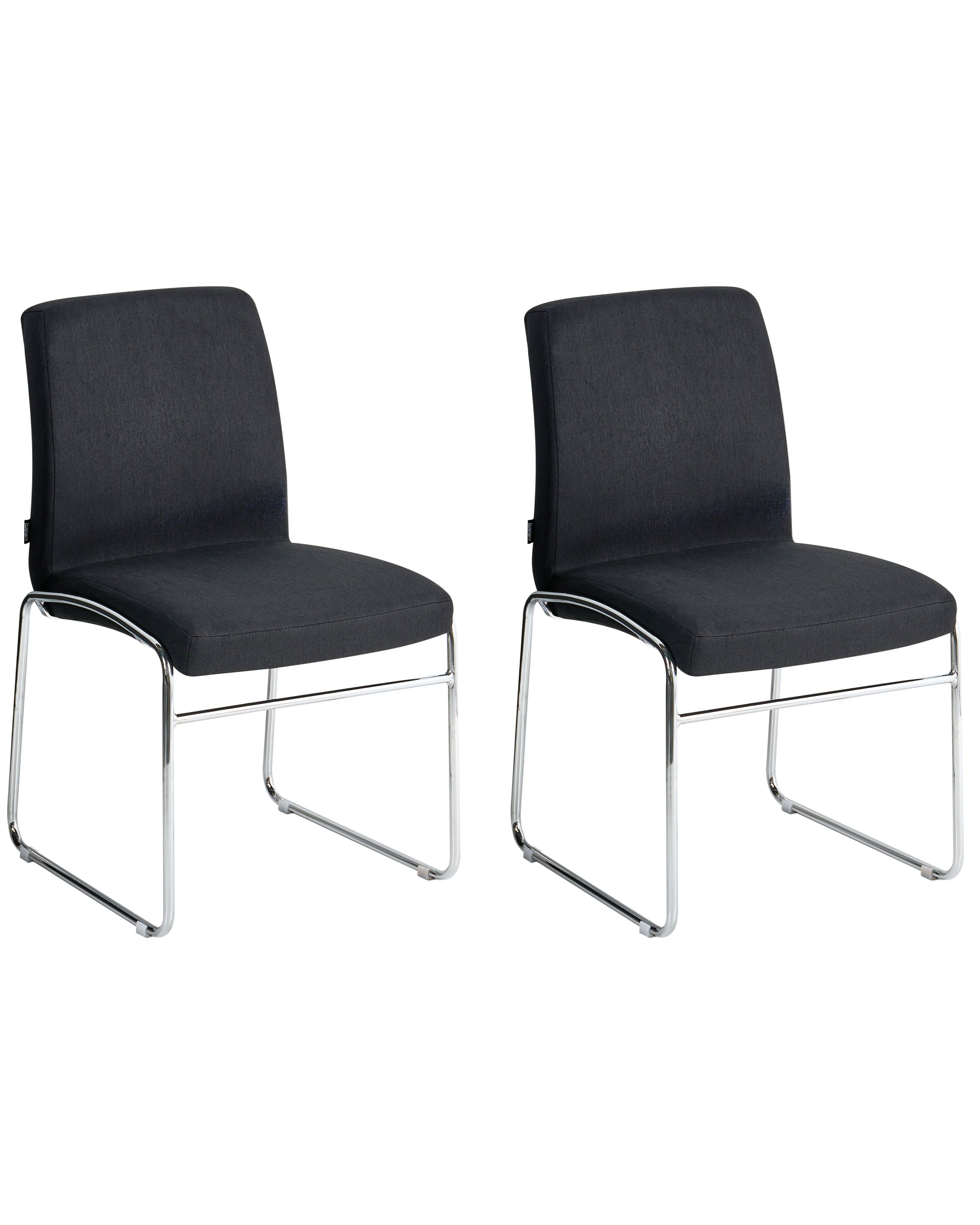 Set of 2 Dining Chairs LECCO Fabric Black