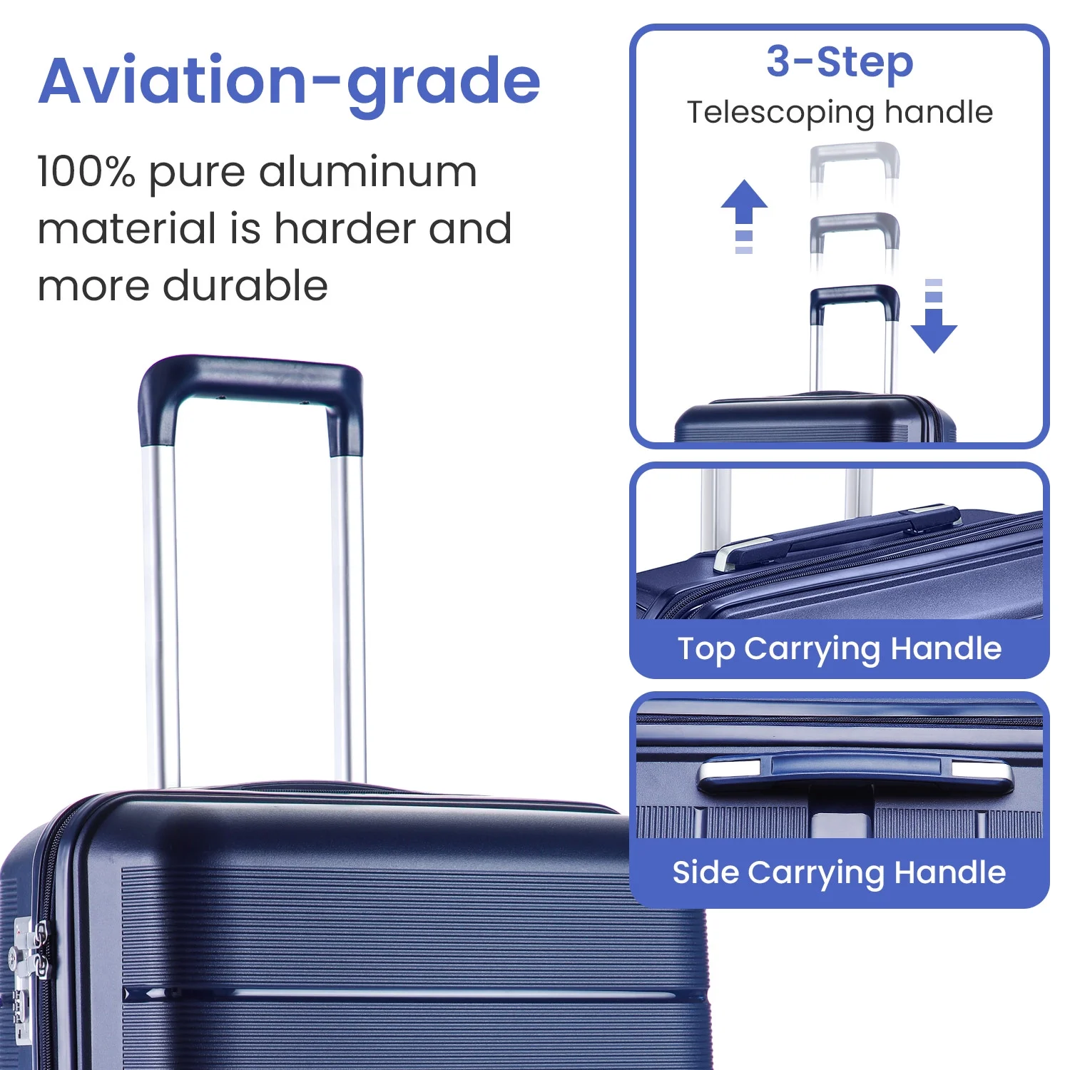 4 Piece Luggage Set, Expandable Lightweight Suitcase Set, PP Materials Travel Luggage with TSA Lock Spinner Wheels, White (14/20/24/28) - Image 36