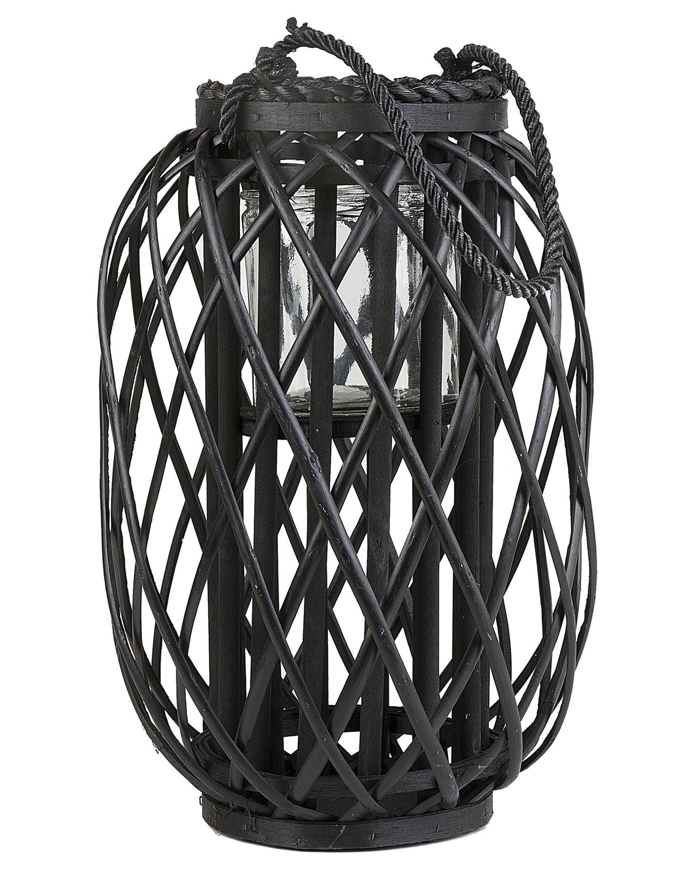 Lantern MAURITIUS Willow Wood 40 cm Black