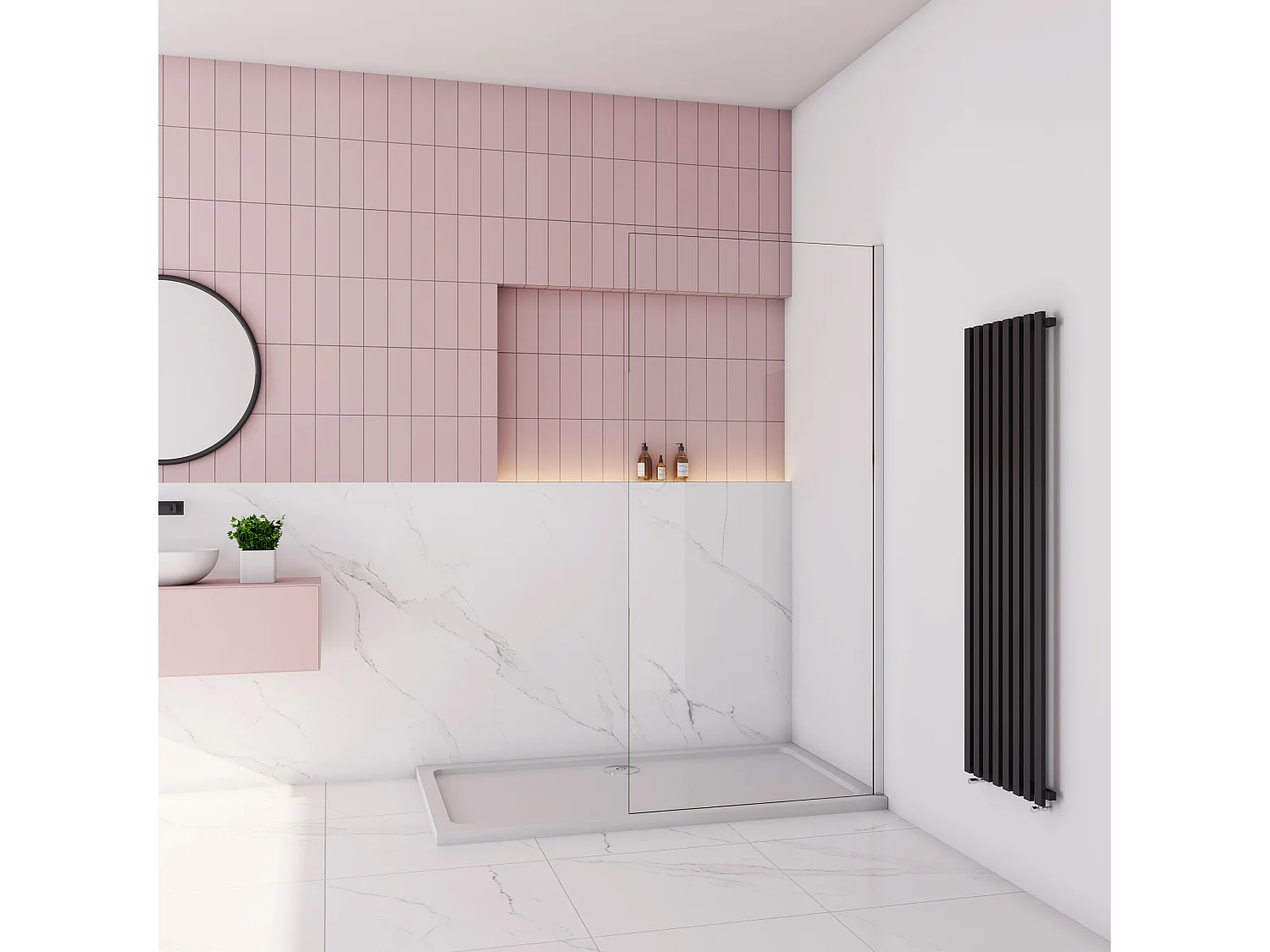 AICA paroi de douche à l'italienne fixe 60x200cm,style atelier,Profilé en aluminium chromé,en 8mm verre anticalcaire,sans receveur